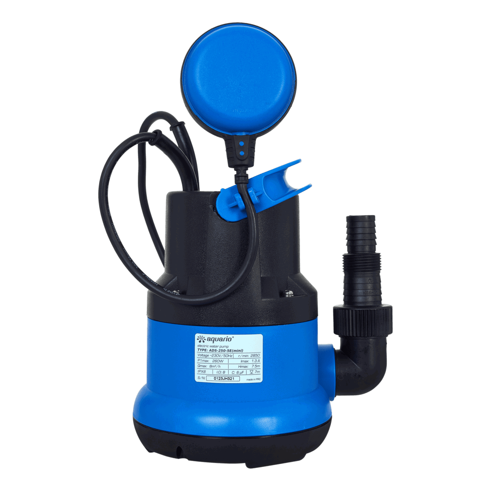 Изображение товара Насос погружной дренажный Aquario Ads-260-5e mini чистая и загрязненная вода расход 130 л/ч