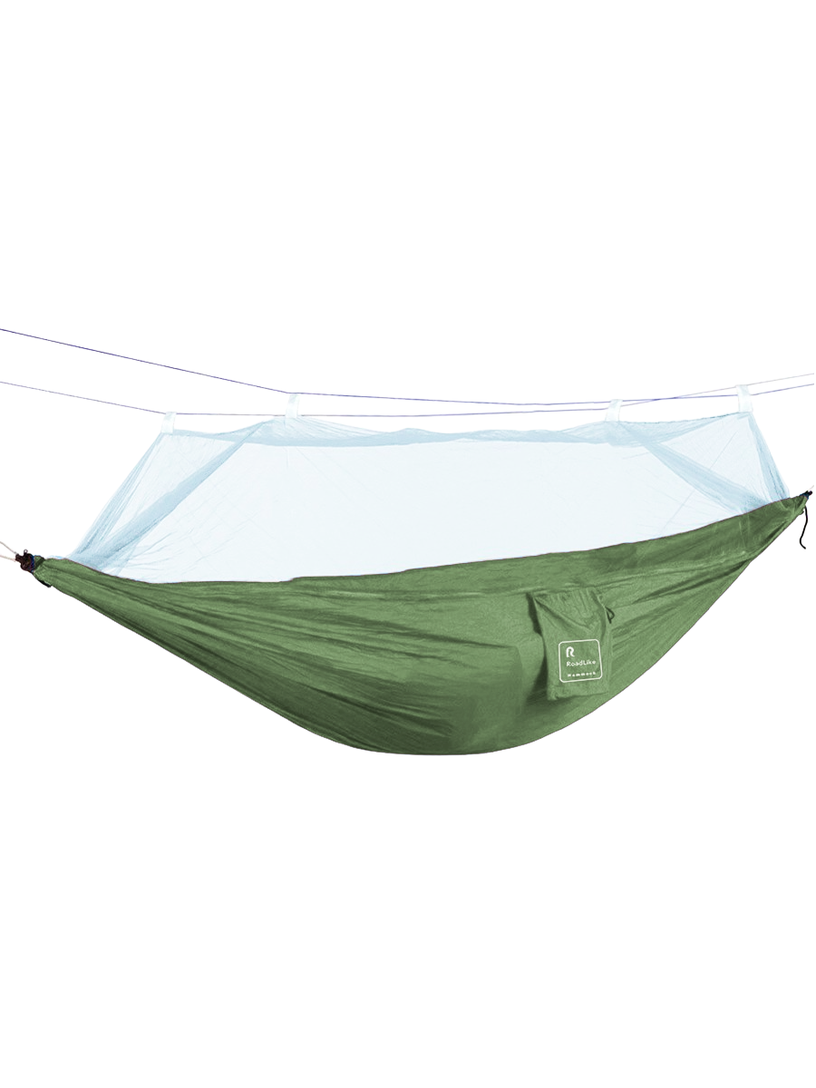 Изображение товара Гамак RoadLike с сеткой 120x250 см Зеленый для отдыха на природе