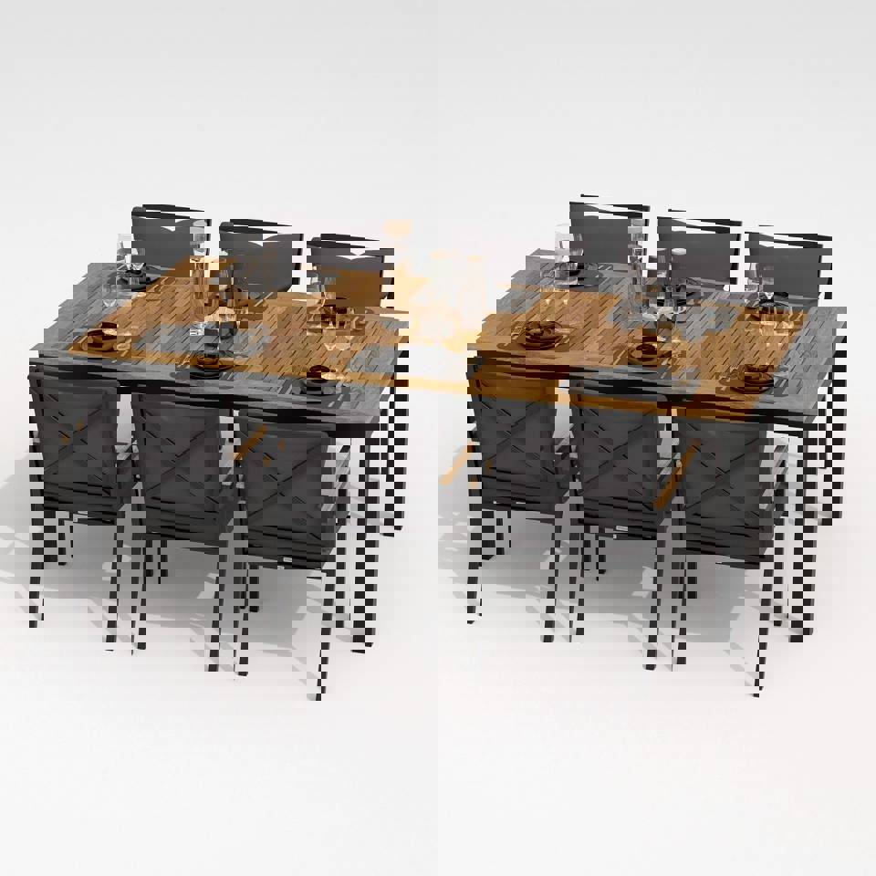 Изображение товара Набор садовой мебели Ideal patio Tella Festa 200 Plus dark алюминиевый серый 6 мест