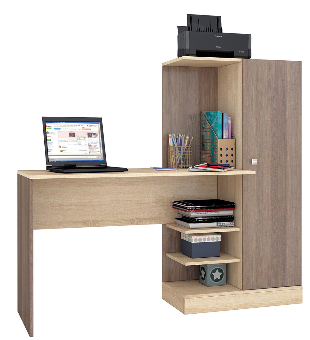 Изображение товара Компьютерный стол Тэкс Квартет-6 145x135x50 см ЛДСП ясень шимо