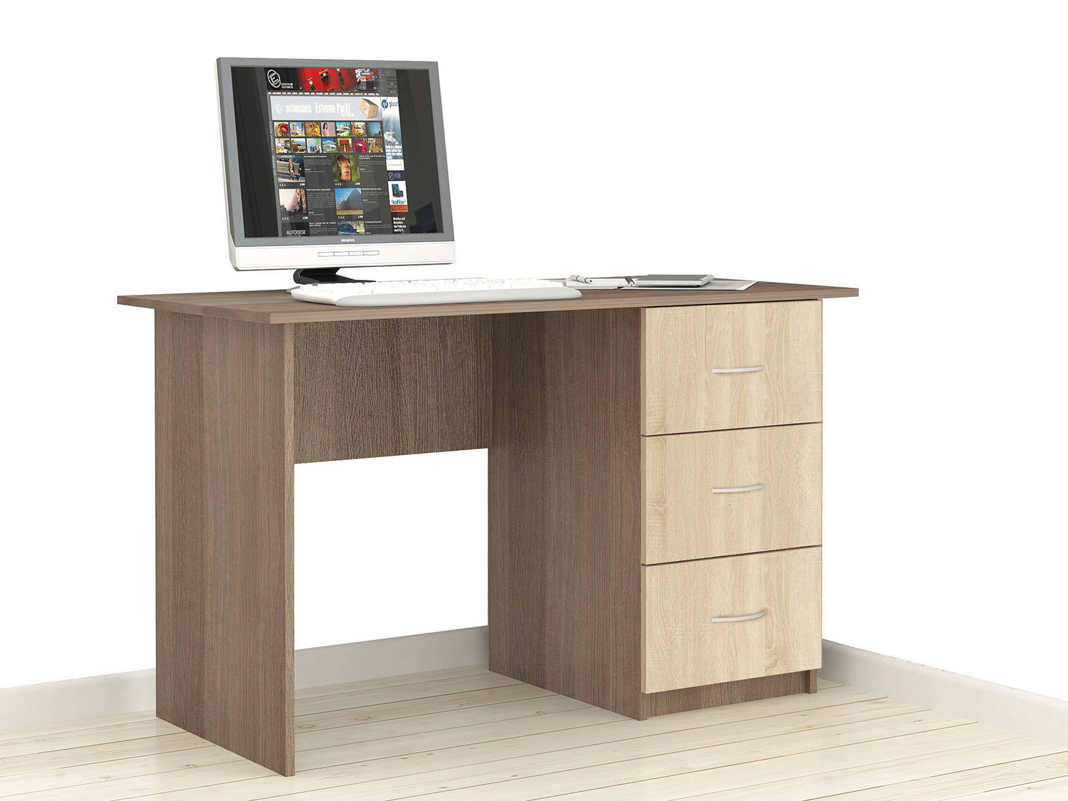 Изображение товара Компьютерный стол Тэкс Сити-1 120x75x60 см ЛДСП ясень шимо светлый офисный мебель