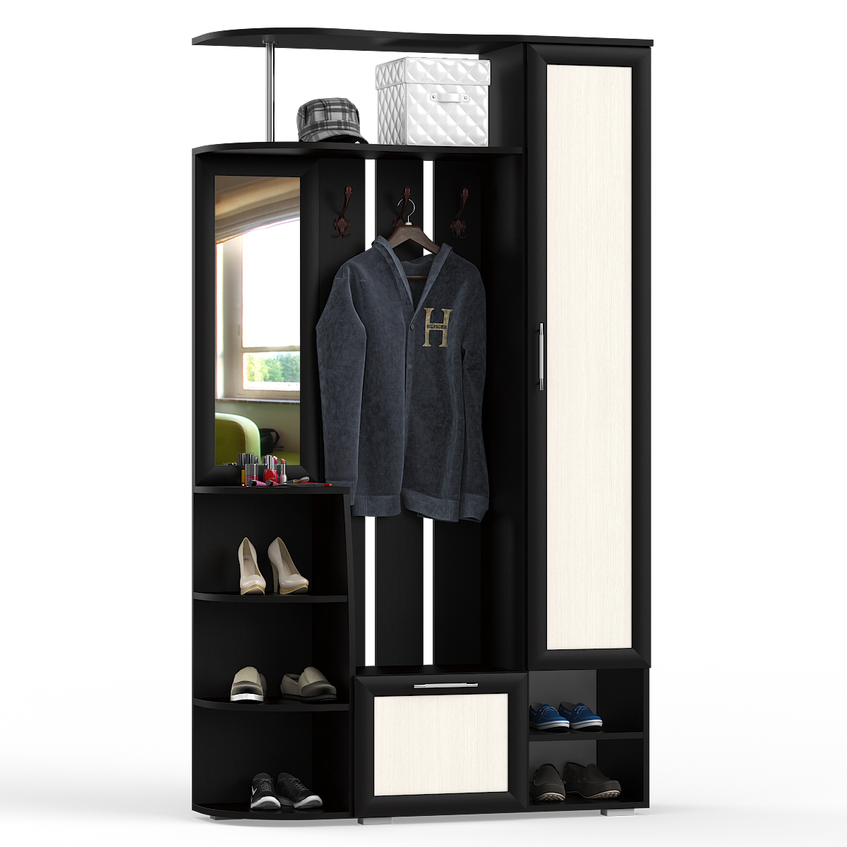 Изображение товара Офисный стол с полкой Свк Ксения-2 120x212x38 см ЛДСП цвет светлый дуб, венге