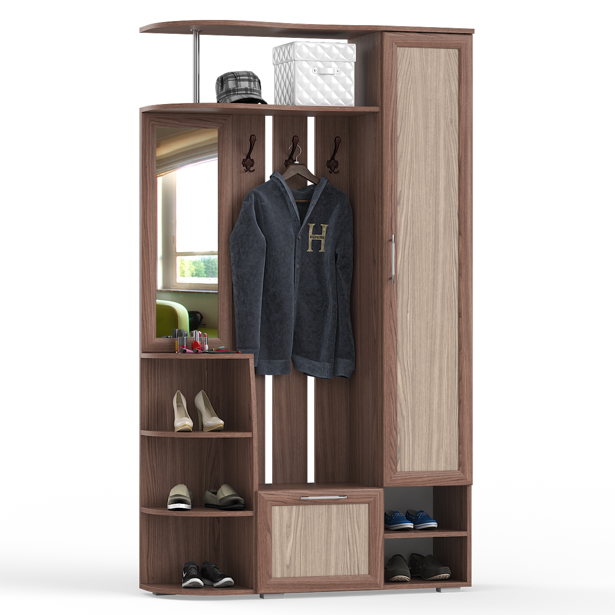 Изображение товара Офисный стол с полкой Свк Ксения-2 120x212x38 см ЛДСП ясень шимо светлый/темный