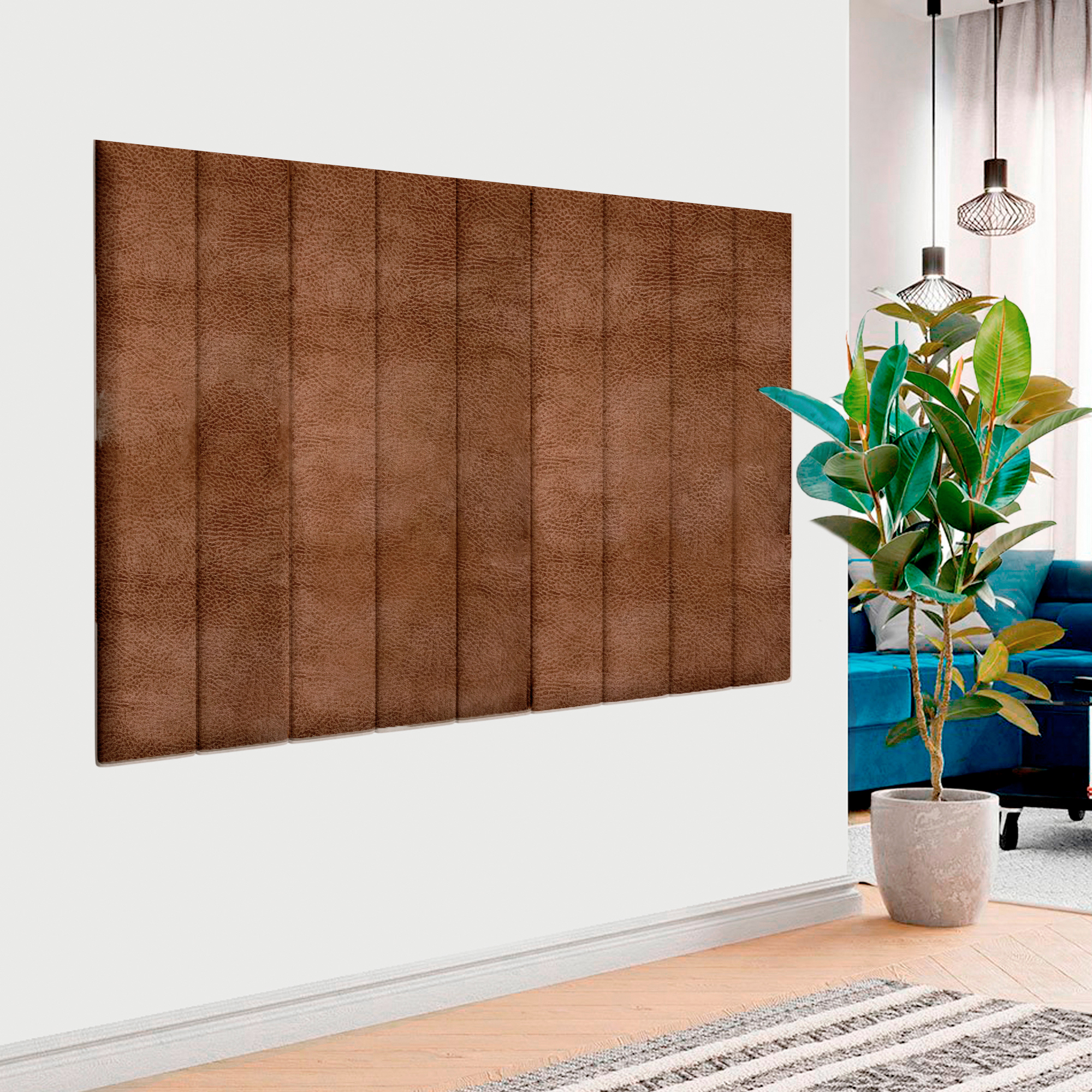 Изображение товара Комплект мягких панелей Tartilla прямоугольник эко кожа цвет мокко 900х150х35мм 4шт