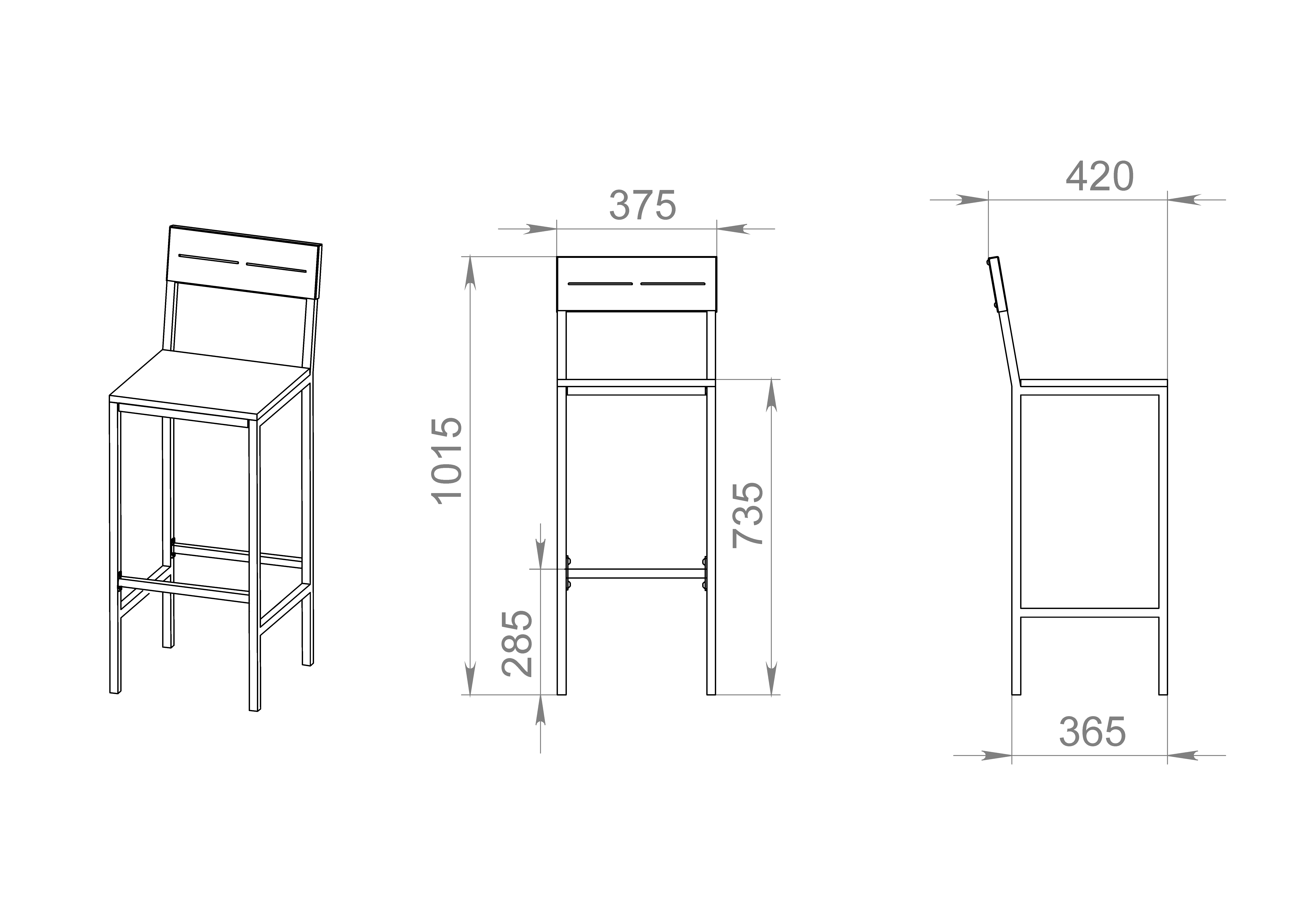 Стул барный Ferro 37x102x42 см ножки металл/черный сиденье дерево цвет коричневый - 5
