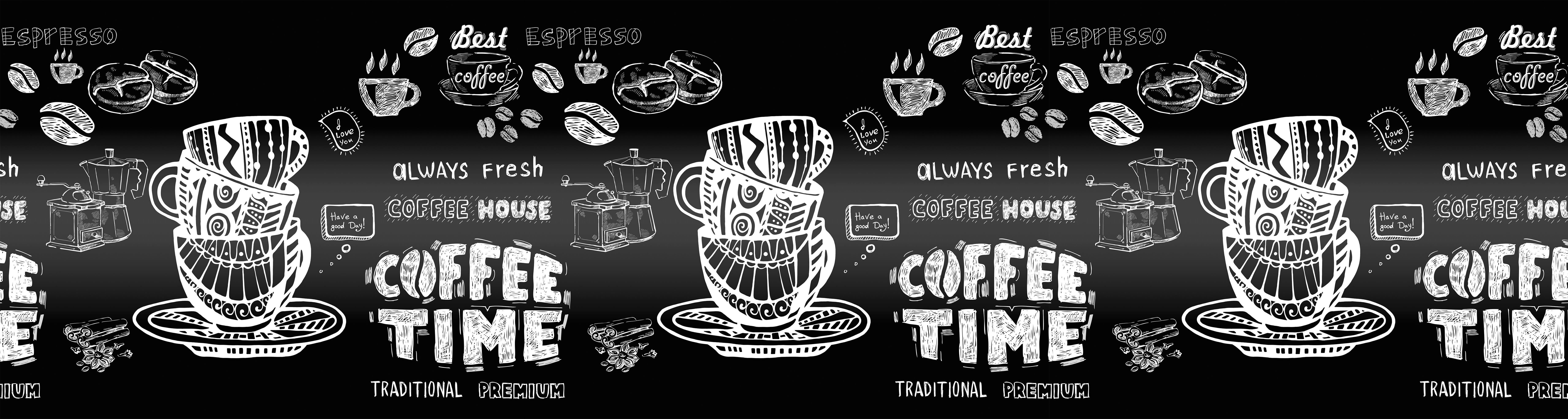 Изображение товара Декоративная кухонная панель ЮгPlastМаркет Кофе-тайм 300x60x0.15 см АБС-пластик цвет разноцветный