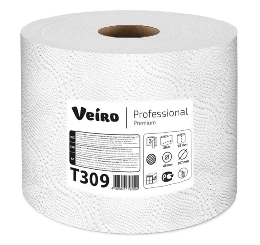 Изображение товара Туалетная бумага Veiro Professional T309 48 рулонов Изображение товара Туалетная бумага Veiro Professional T309 48 рулонов
