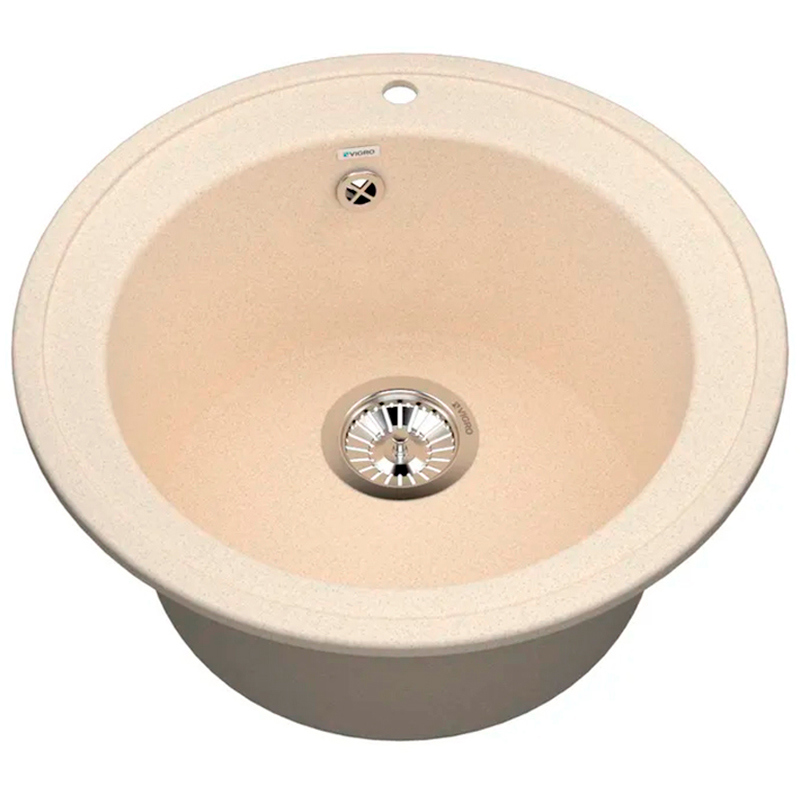 Изображение товара Мойка врезная круглая 50.5x21x50.5 см VIGRO VG104 сахара искусственный камень цвет бежевый мрамор