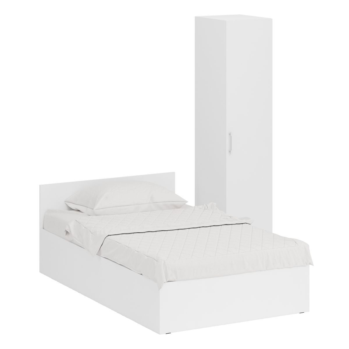 Изображение товара Кровать с пеналом СВК Стандарт 124x70x204 см белая современная мебель Россия