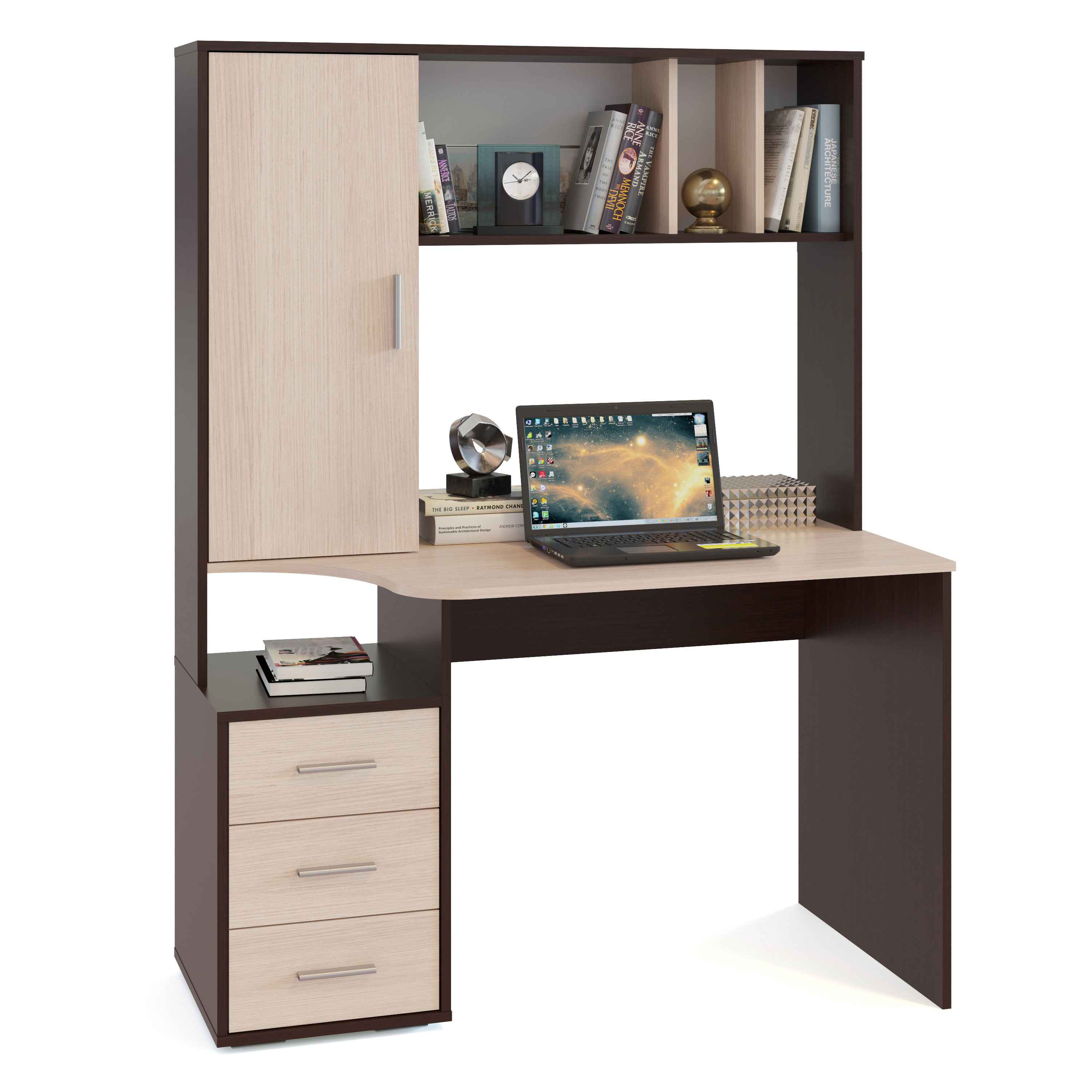 Изображение товара Компьютерный стол Сокол-Т КСТ-16 Венге/беленый дуб 120x160x60 см