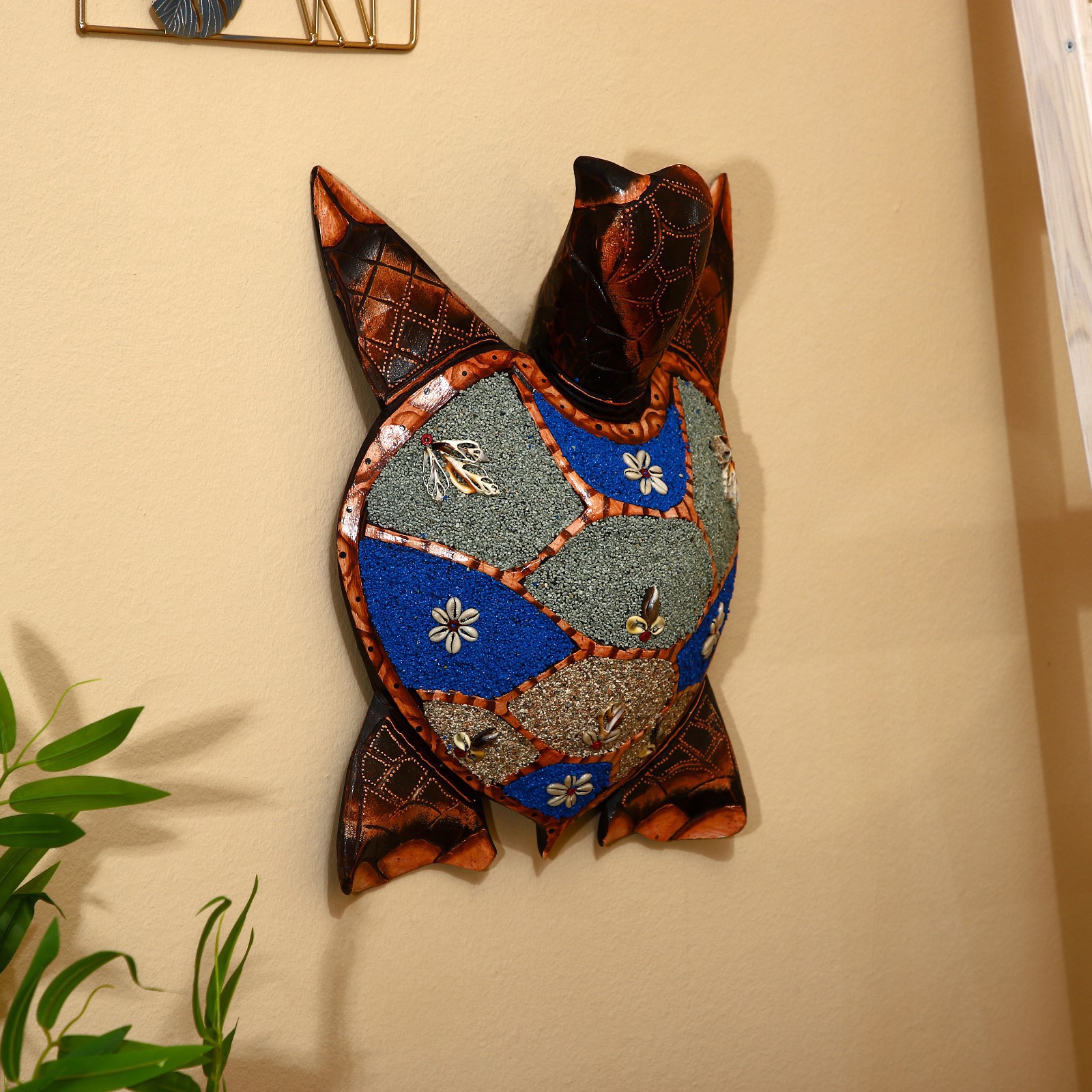 Изображение товара Панно интерьерное "Черепаха" с синим 50x40x20 см