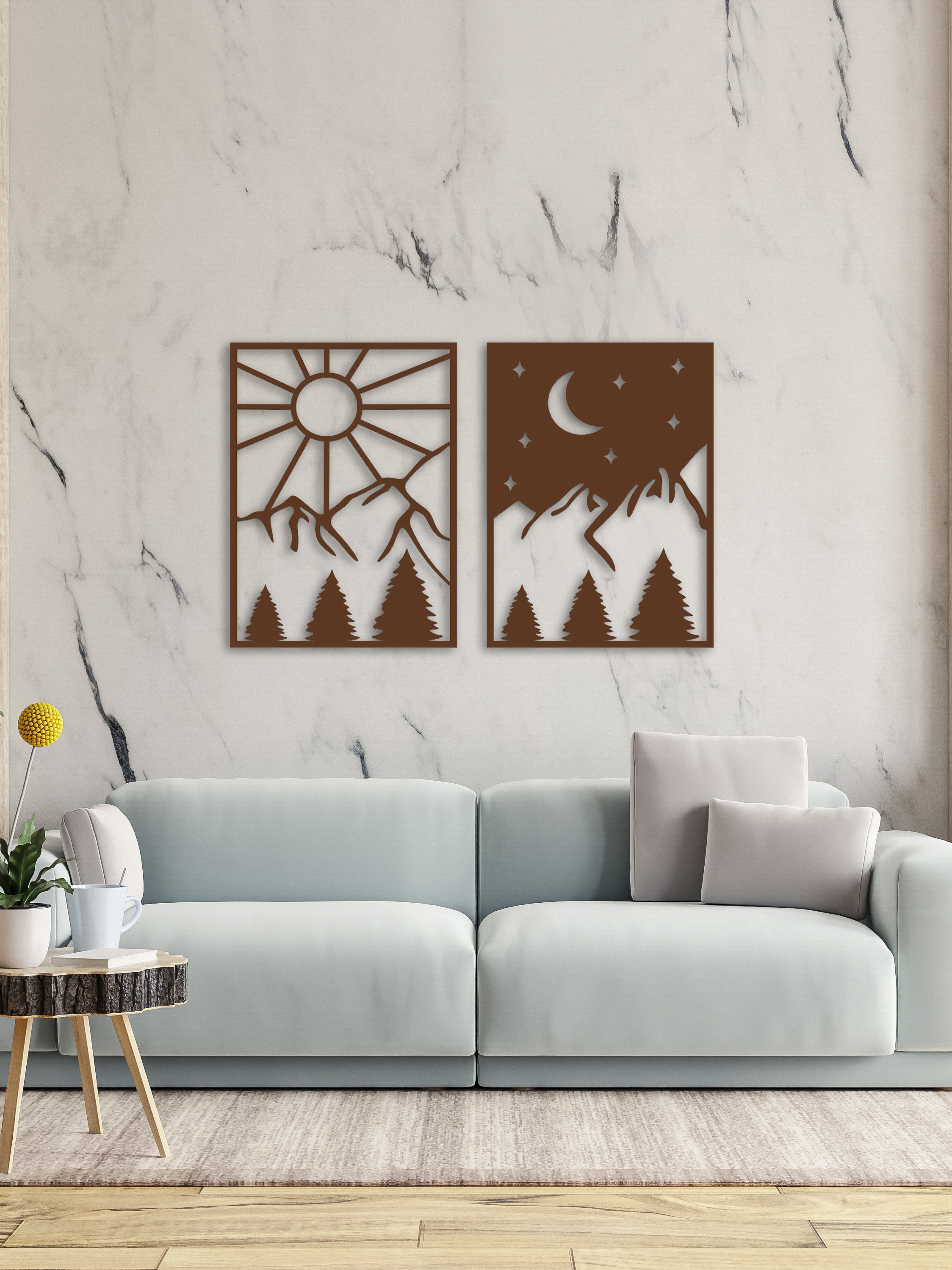 Изображение товара Панно ARTCORE День и ночь Коричневый 80x28 см