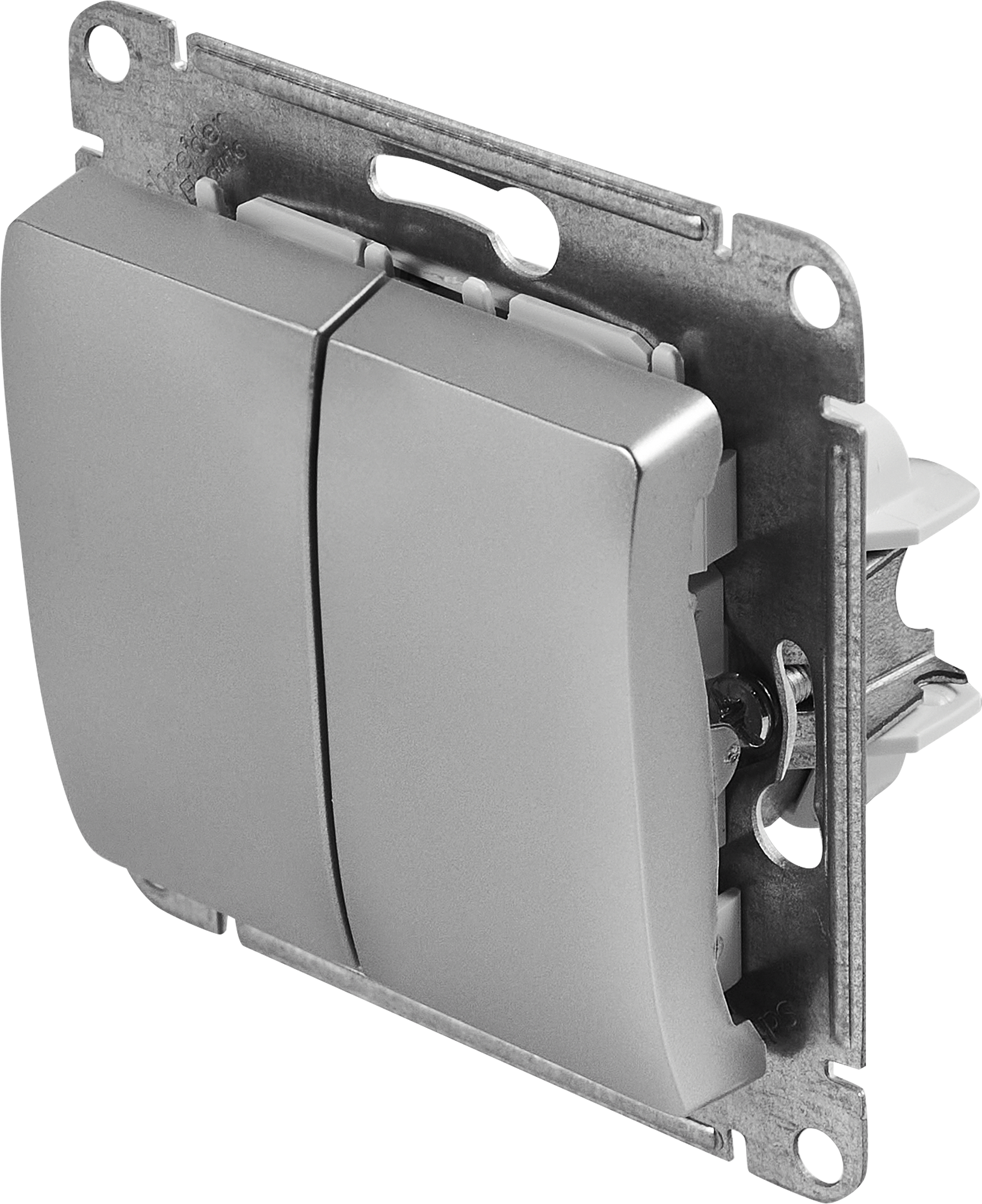 Изображение товара Встраиваемый переключатель Schneider Electric Glossa 2 клавиши алюминий
