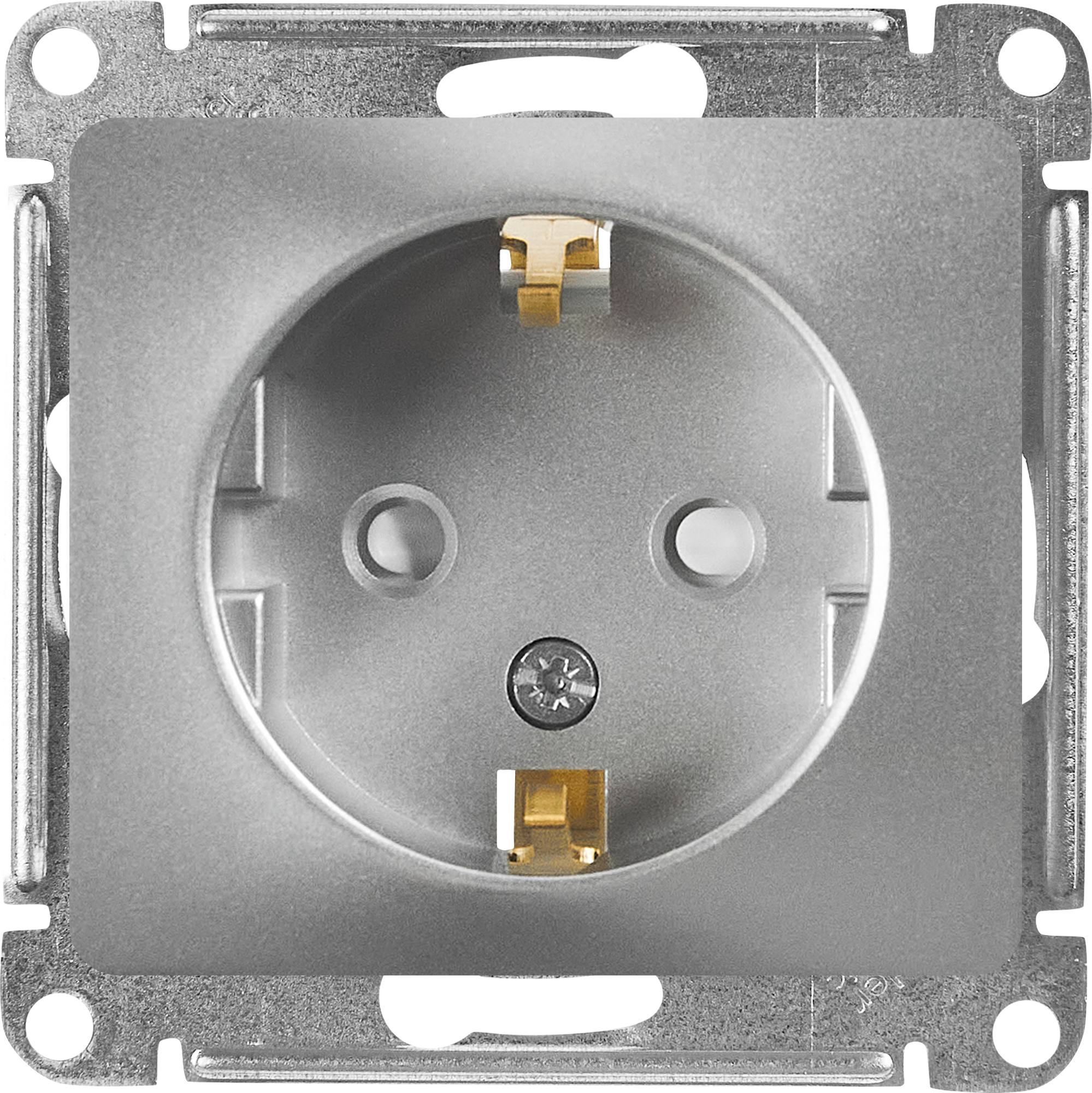 Изображение товара Встраиваемая розетка Schneider Electric Glossa с заземлением цвет алюминий