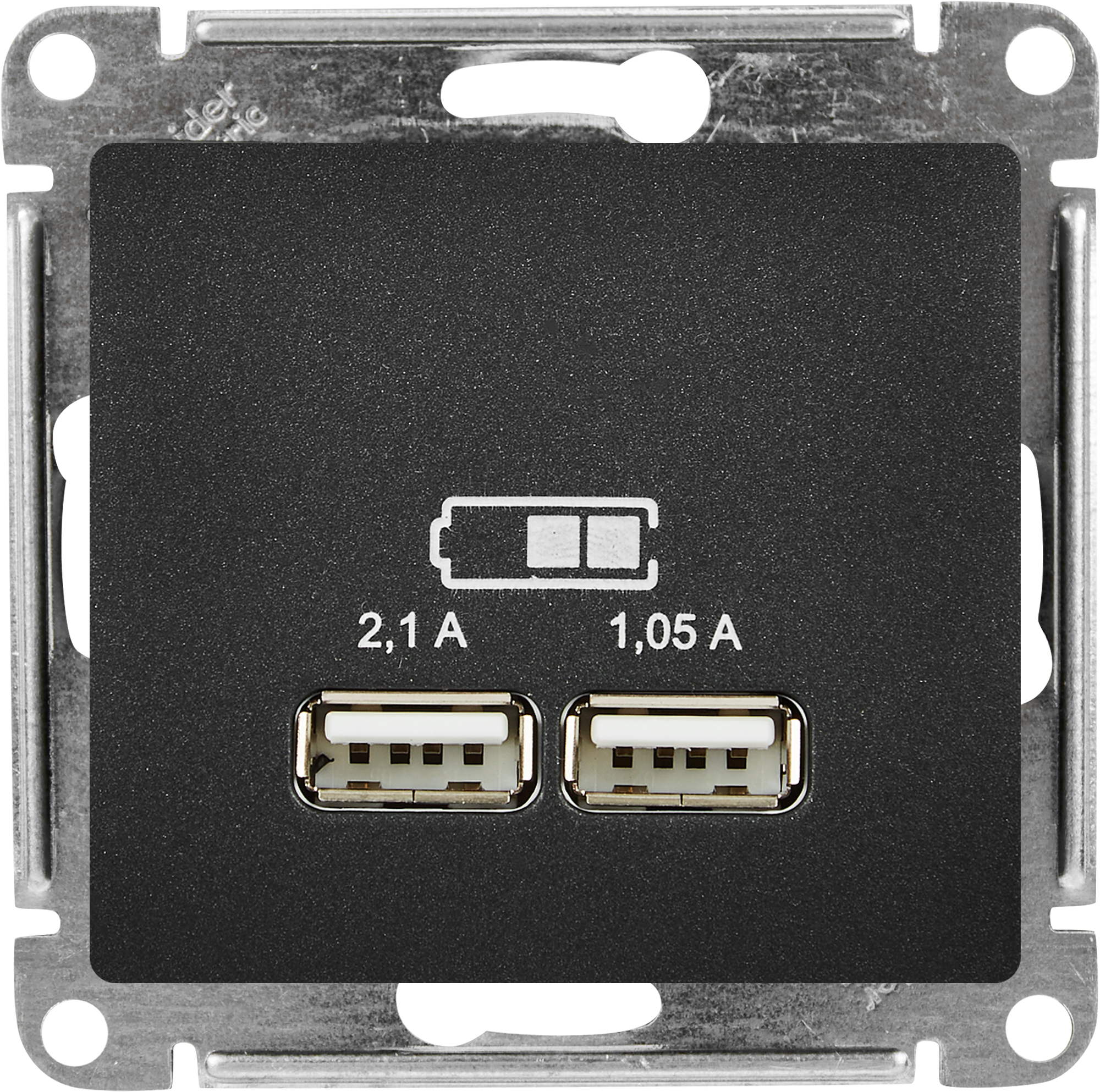 Изображение товара Розетка USB встраиваемая Systeme Electric Glossa цвет антрацит