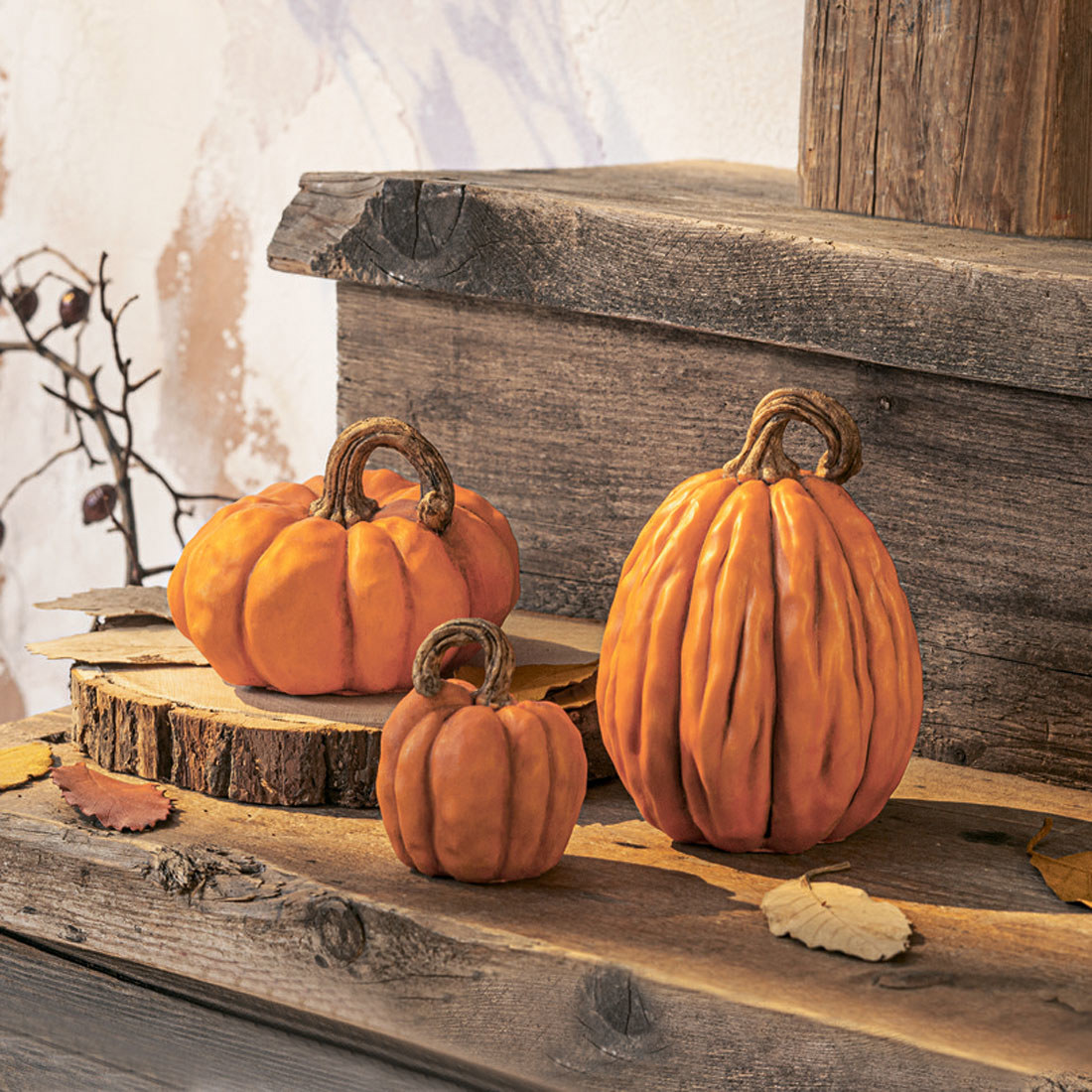 Изображение товара Декоративные фигуры "Осенние тыквы" 3 штуки