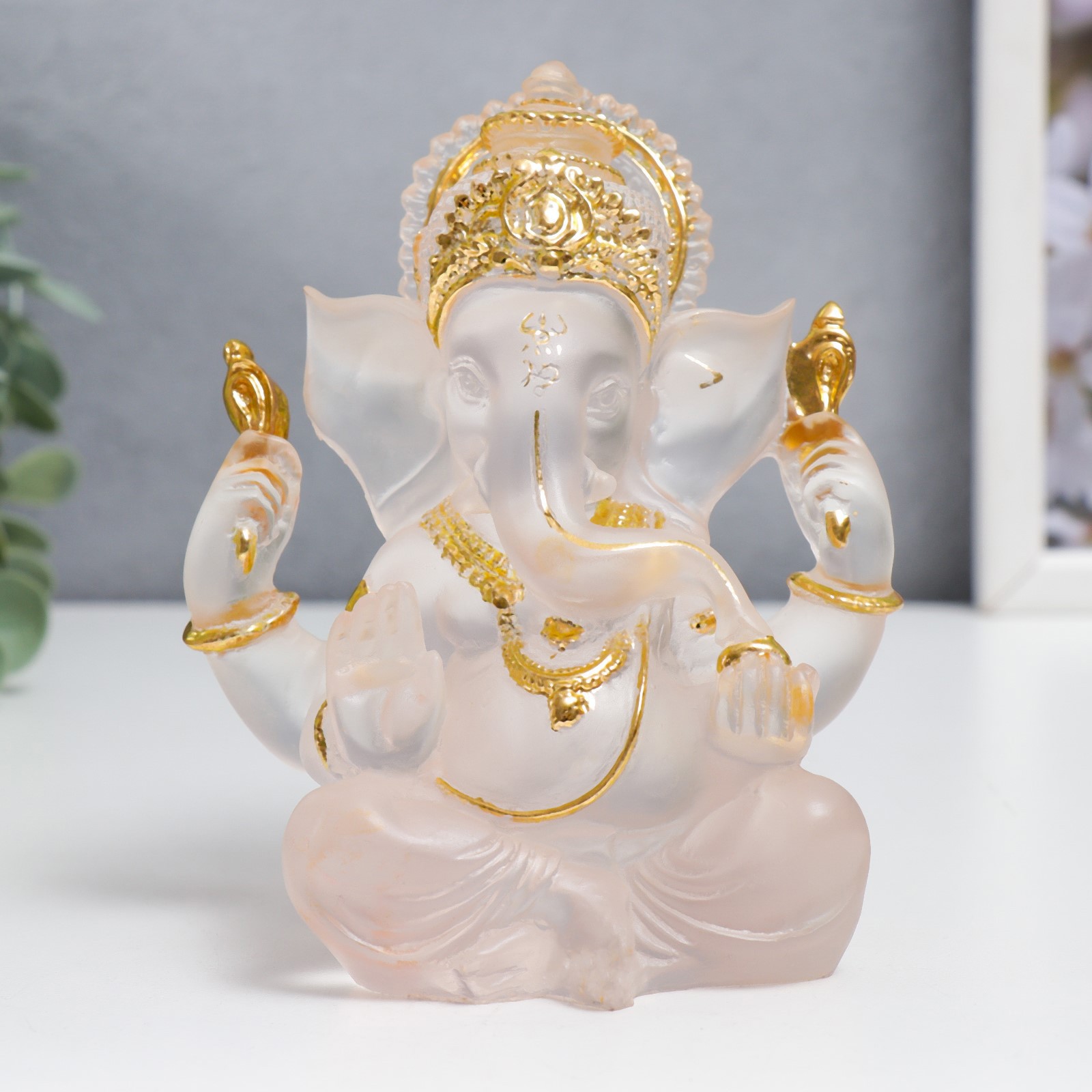 Изображение товара Сувенир интерьерный "Ганеша - Индийское божество" прозрачный с золотом 14x8x7 см