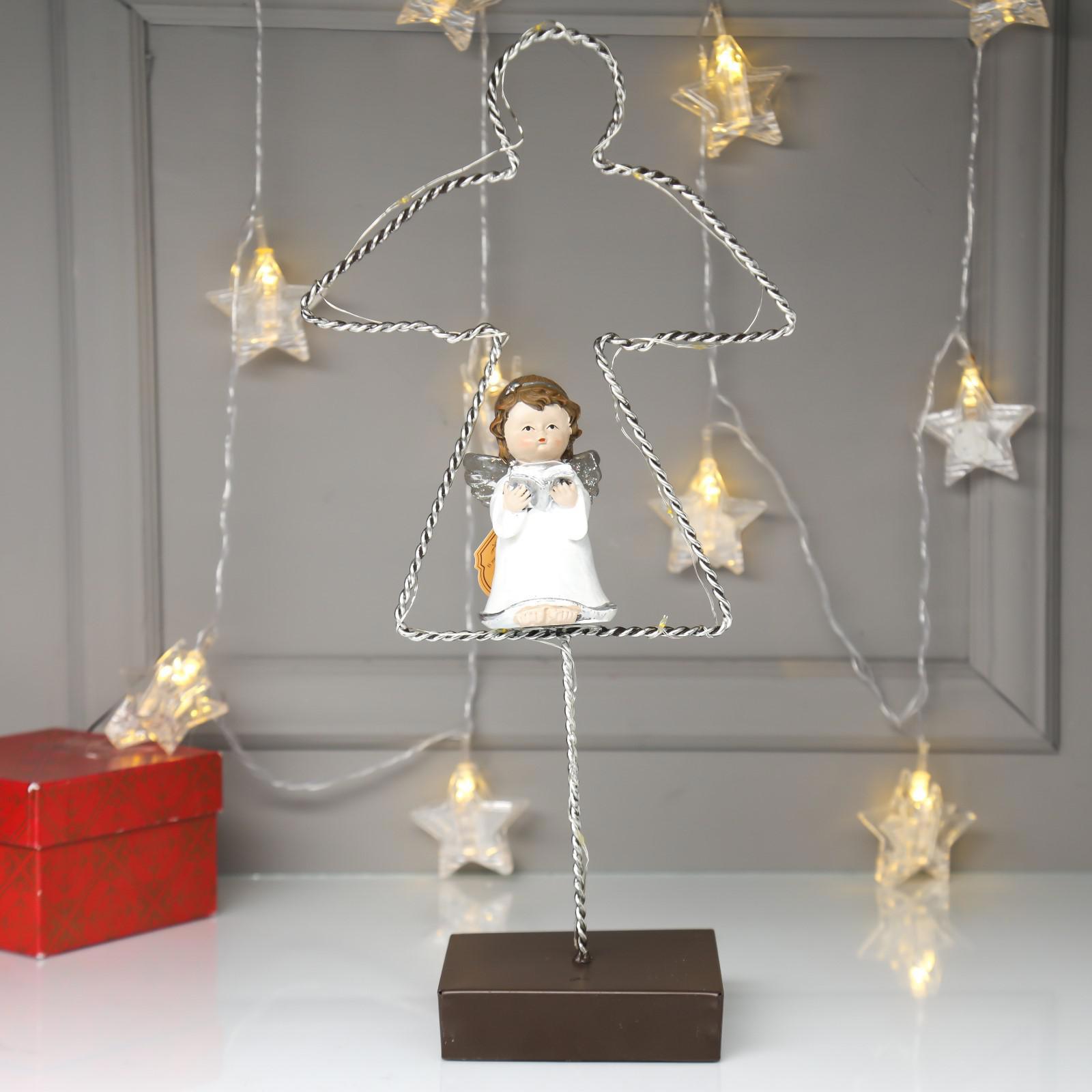Изображение товара Сувенир интерьерный свет "Ангелочек с книгой в белом платье" 35.5x9x18 см