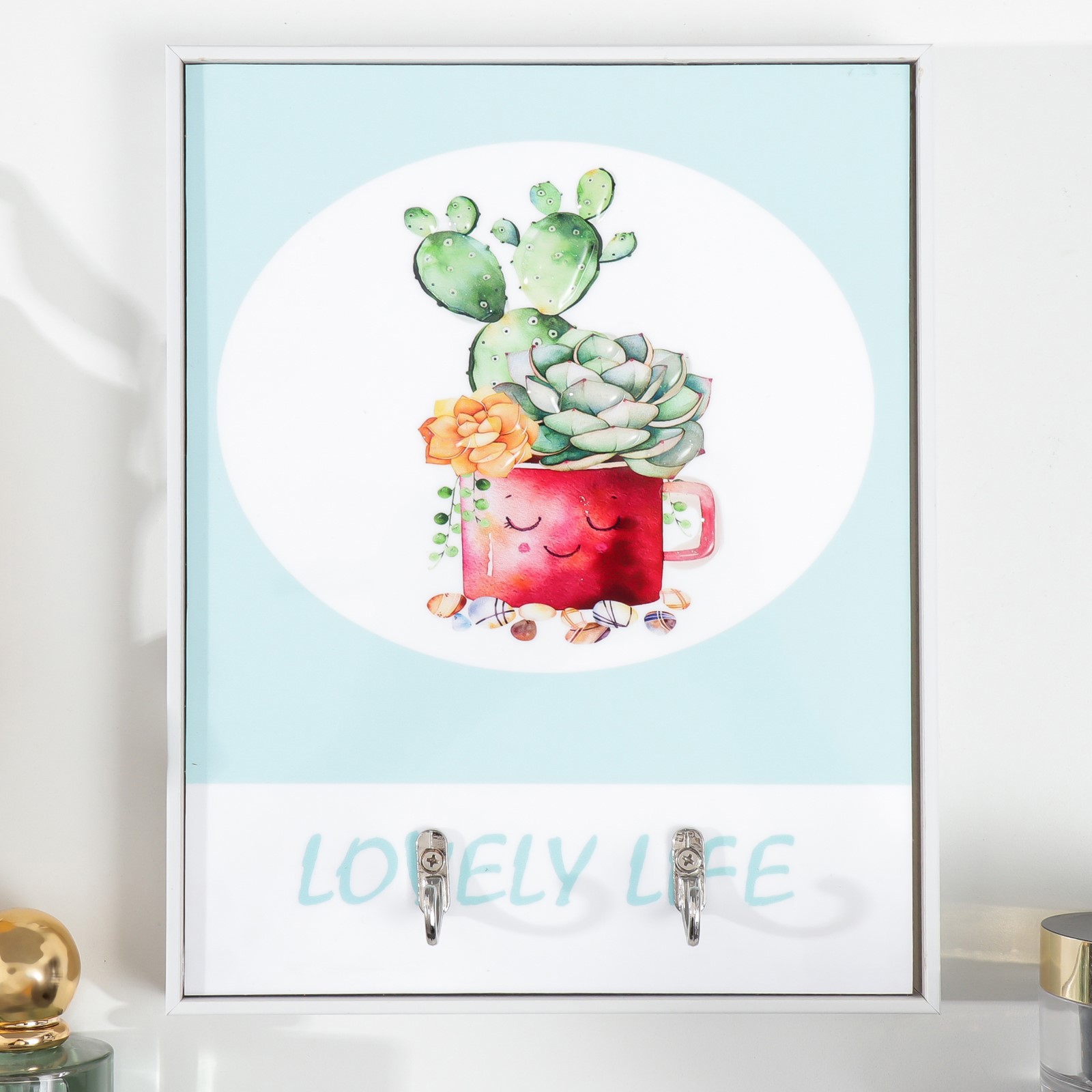 Изображение товара Крючки декоративные 2 крючка "Кактусы в кружке" 19x24 см