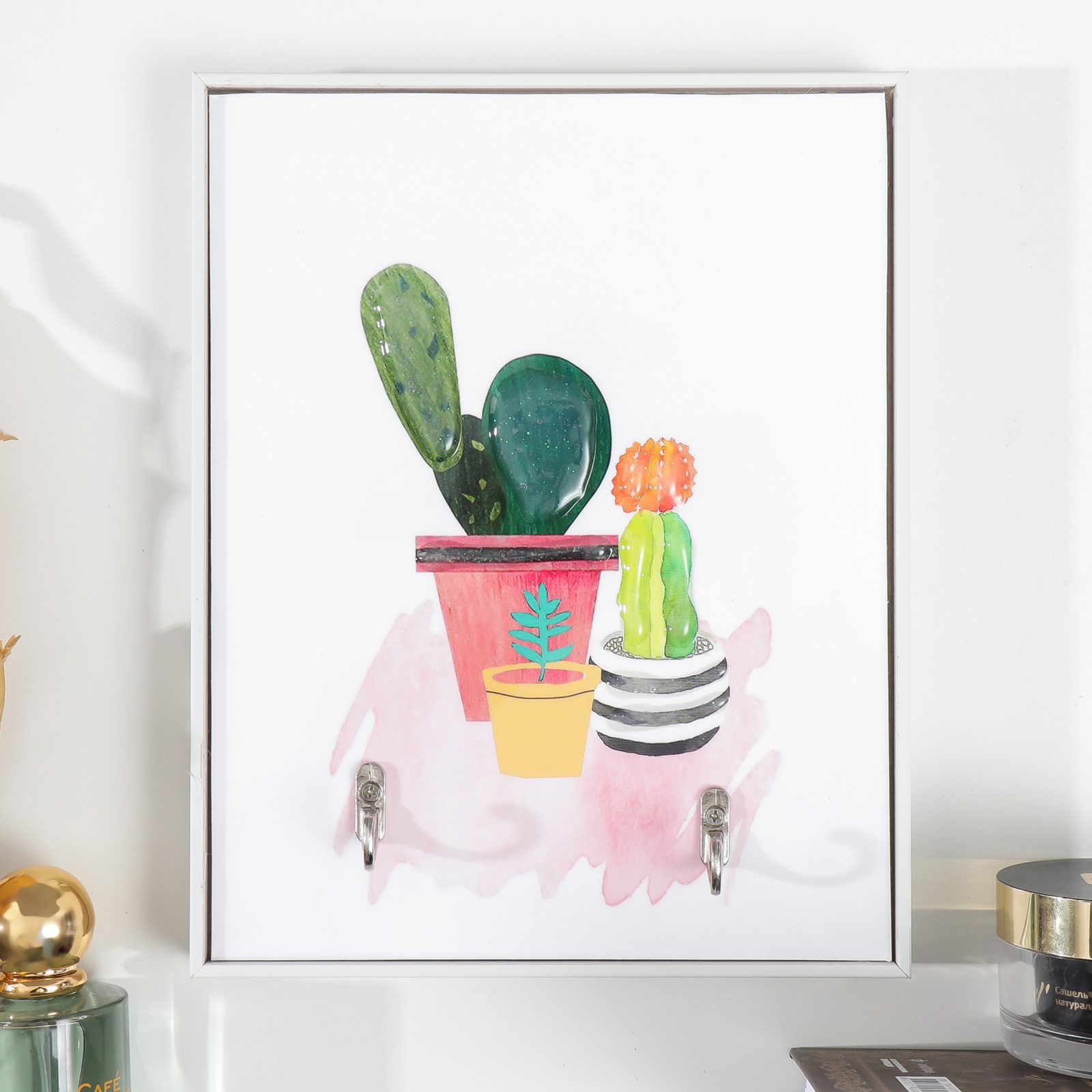 Изображение товара Крючки декоративные 2 крючка "Кактусы в горшках" 19x24 см