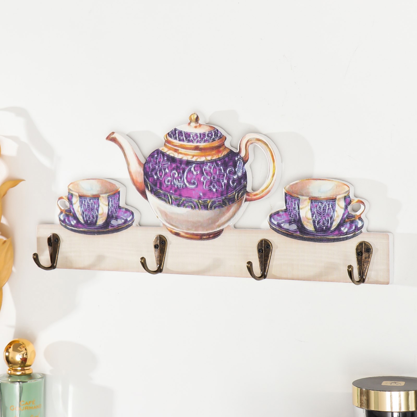 Изображение товара Крючки декоративные 4 крючка "Время чая" 4.5x34x14.5 см