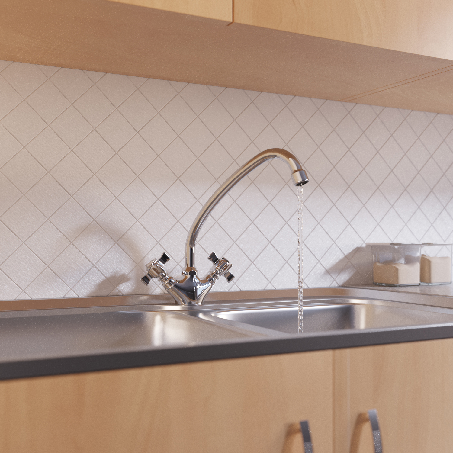 Изображение товара Смеситель для кухни двухвентильный Mixline Ml30-03 высота 19 см цвет хром