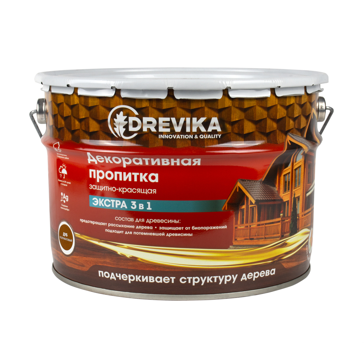 Изображение товара Пропитка древесины DREVIKA 3493 цвет дуб 9 л защитно-декоративный антисептик