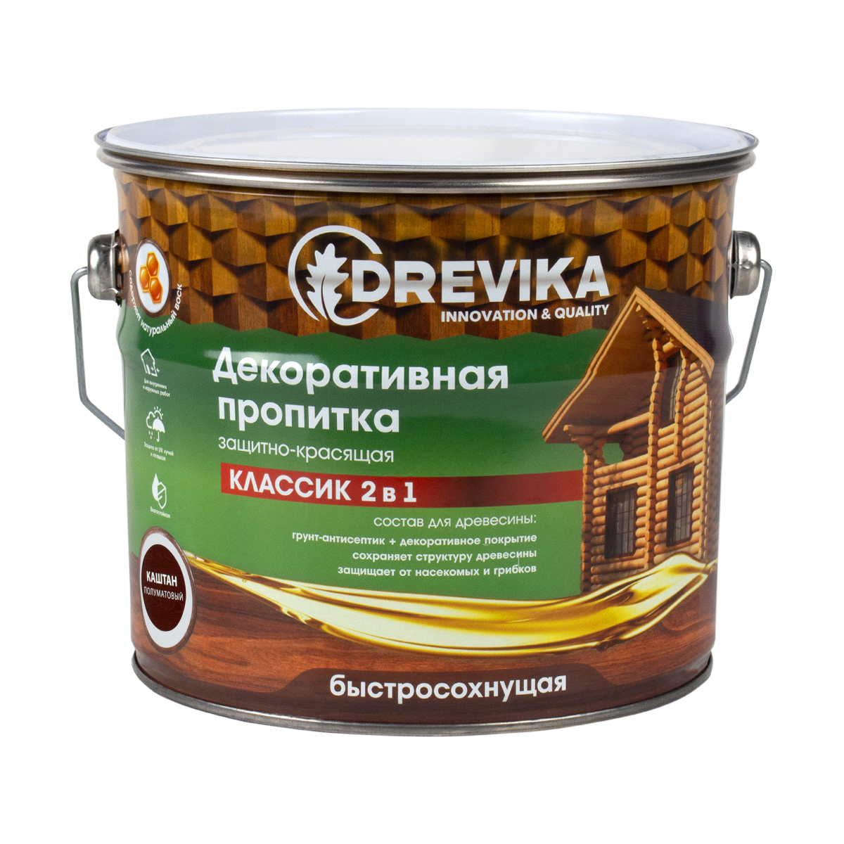 Изображение товара Пропитка древесины DREVIKA 3546 цвет каштан 2.7 л