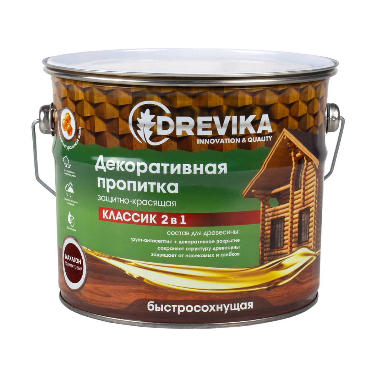 Изображение товара Пропитка древесины DREVIKA 3551 цвет махагон 2.7 л