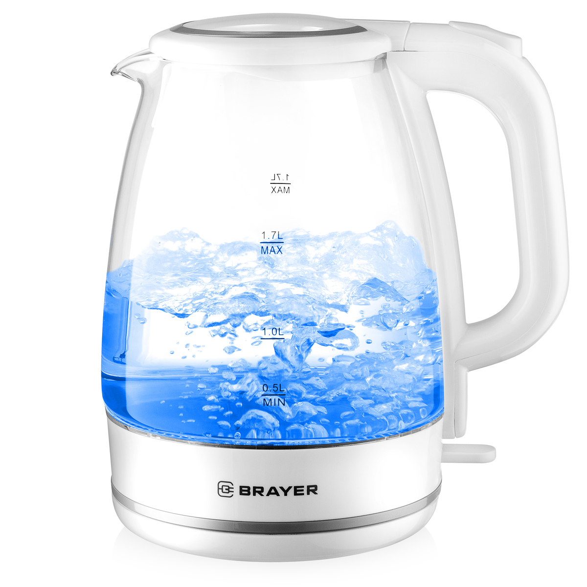 Изображение товара Электрический чайник BRAYER BR1030WH 1.7 л стекло белый мощность 2200 Вт