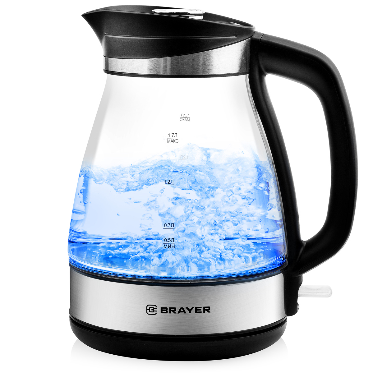 Изображение товара Электрический чайник BRAYER BR1048 1.7 л стекло с подсветкой и системой отключения