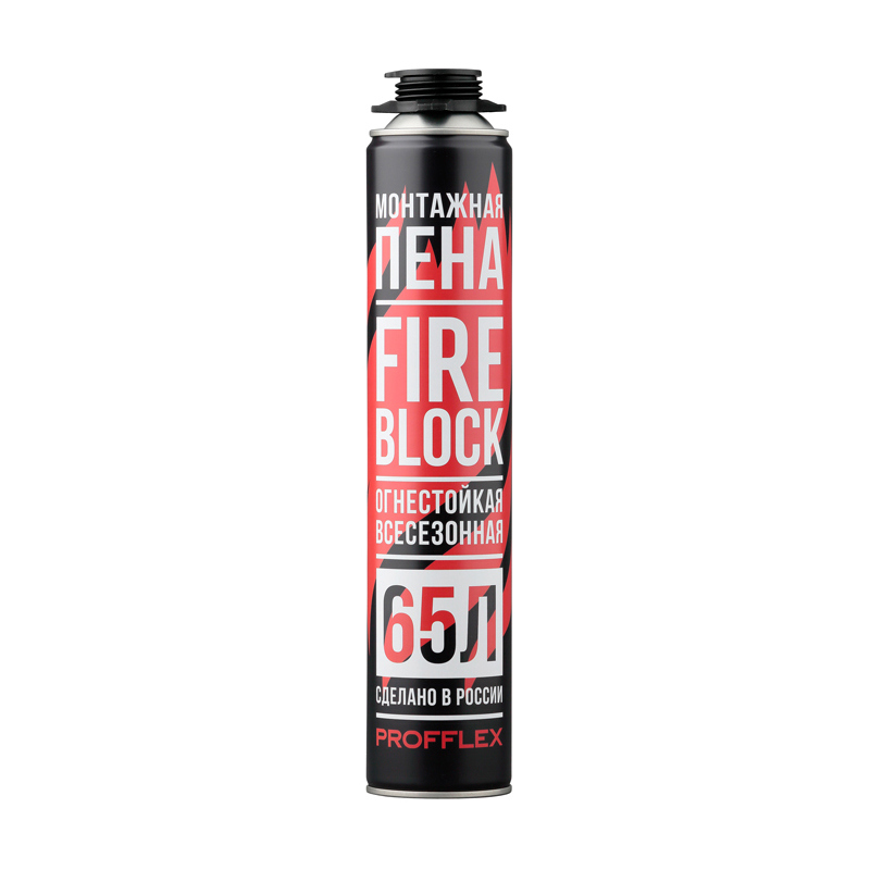 Изображение товара Пена монтажная профессиональная Profflex Fire Block 65л всесезонная 850 мл