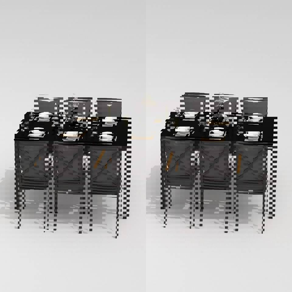 Изображение товара Садовая мебель для отдыха Ideal patio Cana Festa 200 Plus dark комплект 6 стульев стол стекло алюми