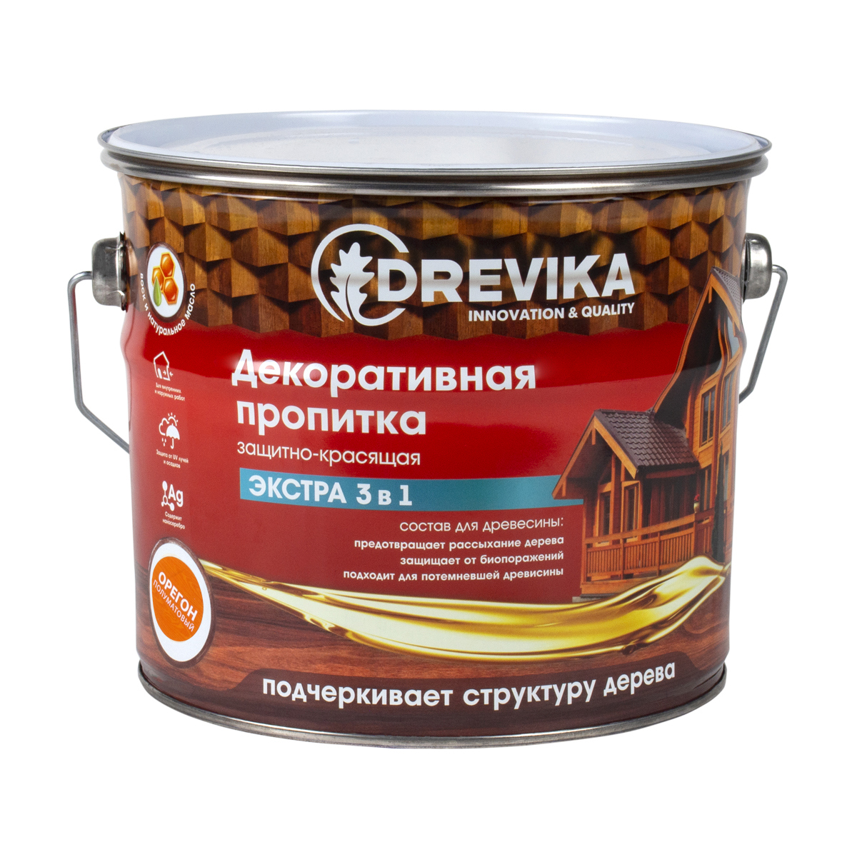 Изображение товара Пропитка древесины DREVIKA 3501 цвет орегон 3 л