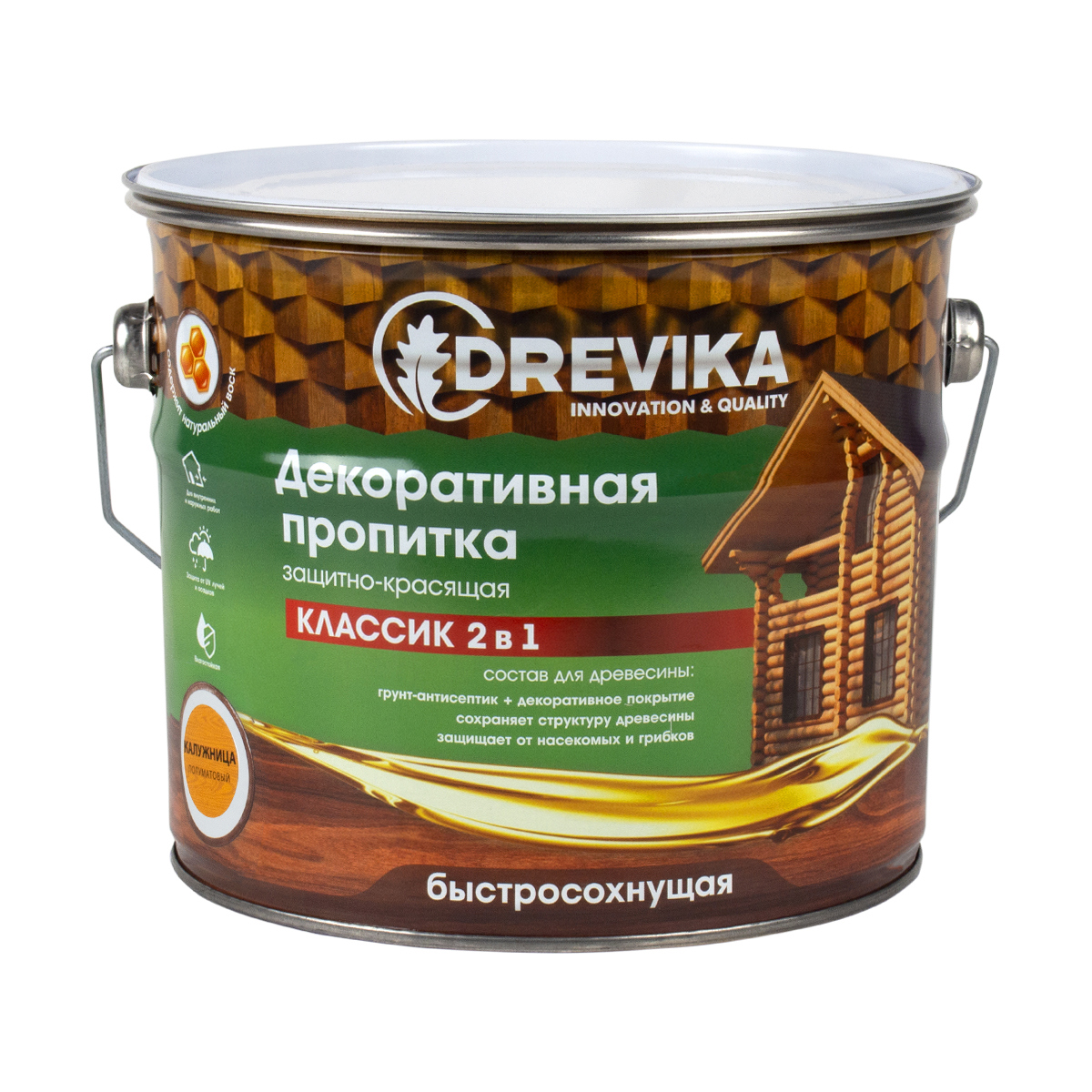 Изображение товара Пропитка древесины DREVIKA 3482 цвет калужница 2.7 л