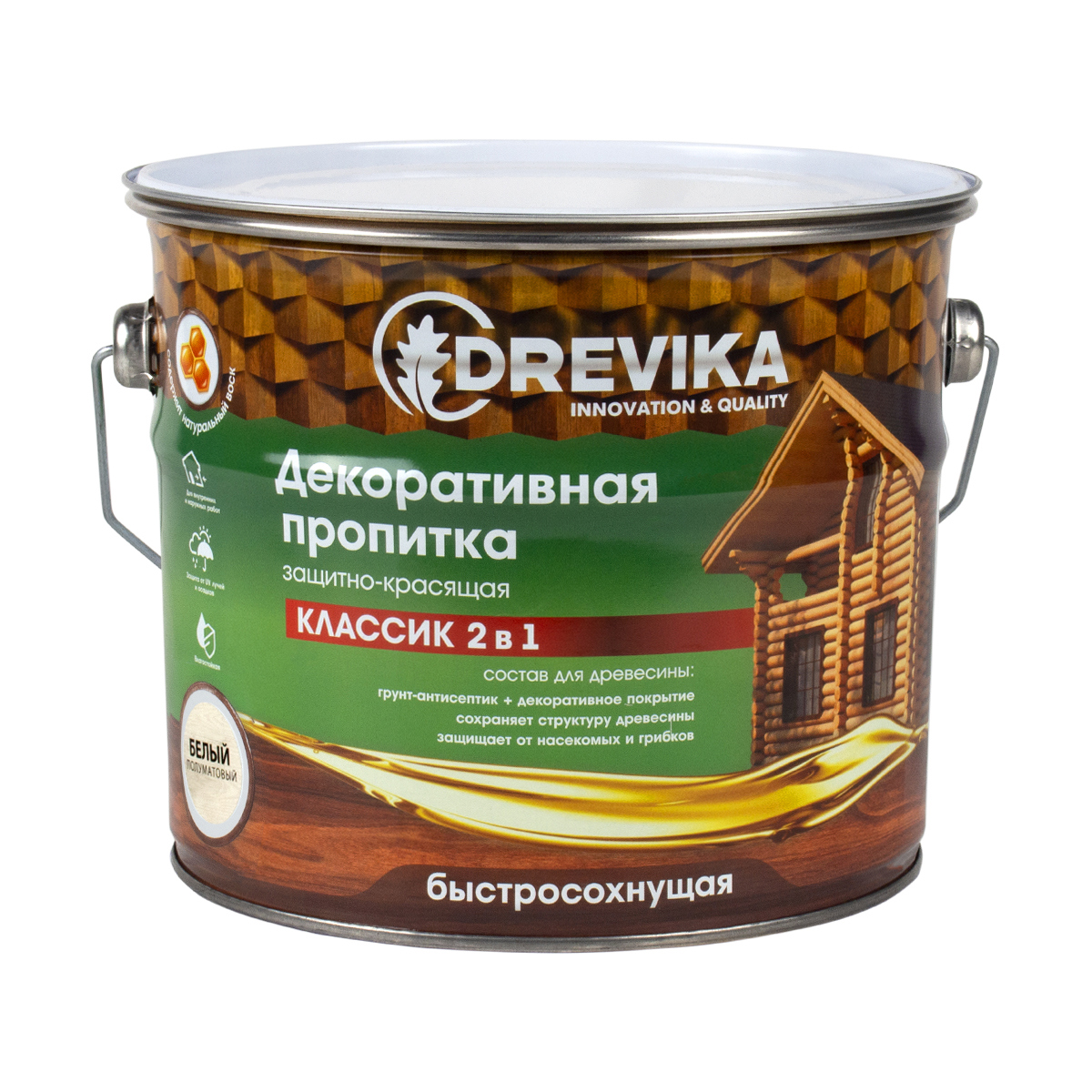 Изображение товара Пропитка древесины DREVIKA 3470 цвет белый 2.7 л Изображение товара Пропитка древесины DREVIKA 3470 цвет белый 2.7 л