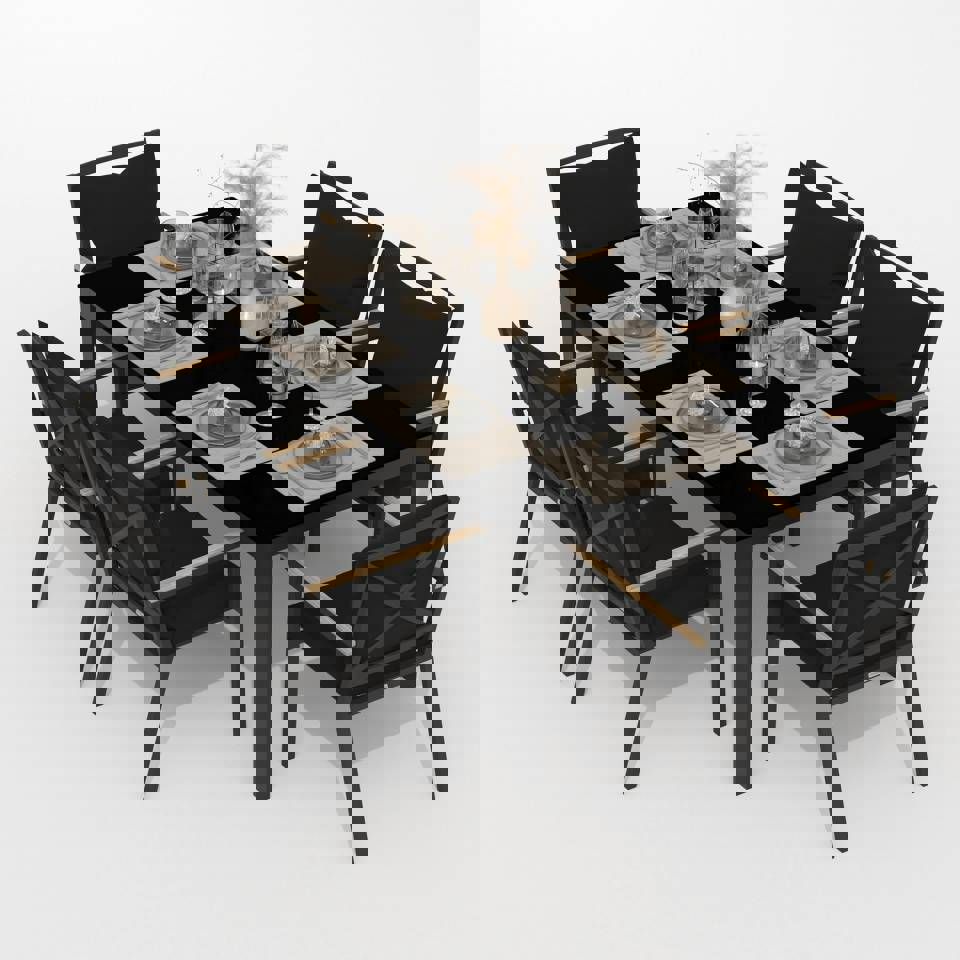 Изображение товара Садовая мебель для отдыха Ideal patio Cana Festa 180 Plus черная алюминий стекло тиковые вставки