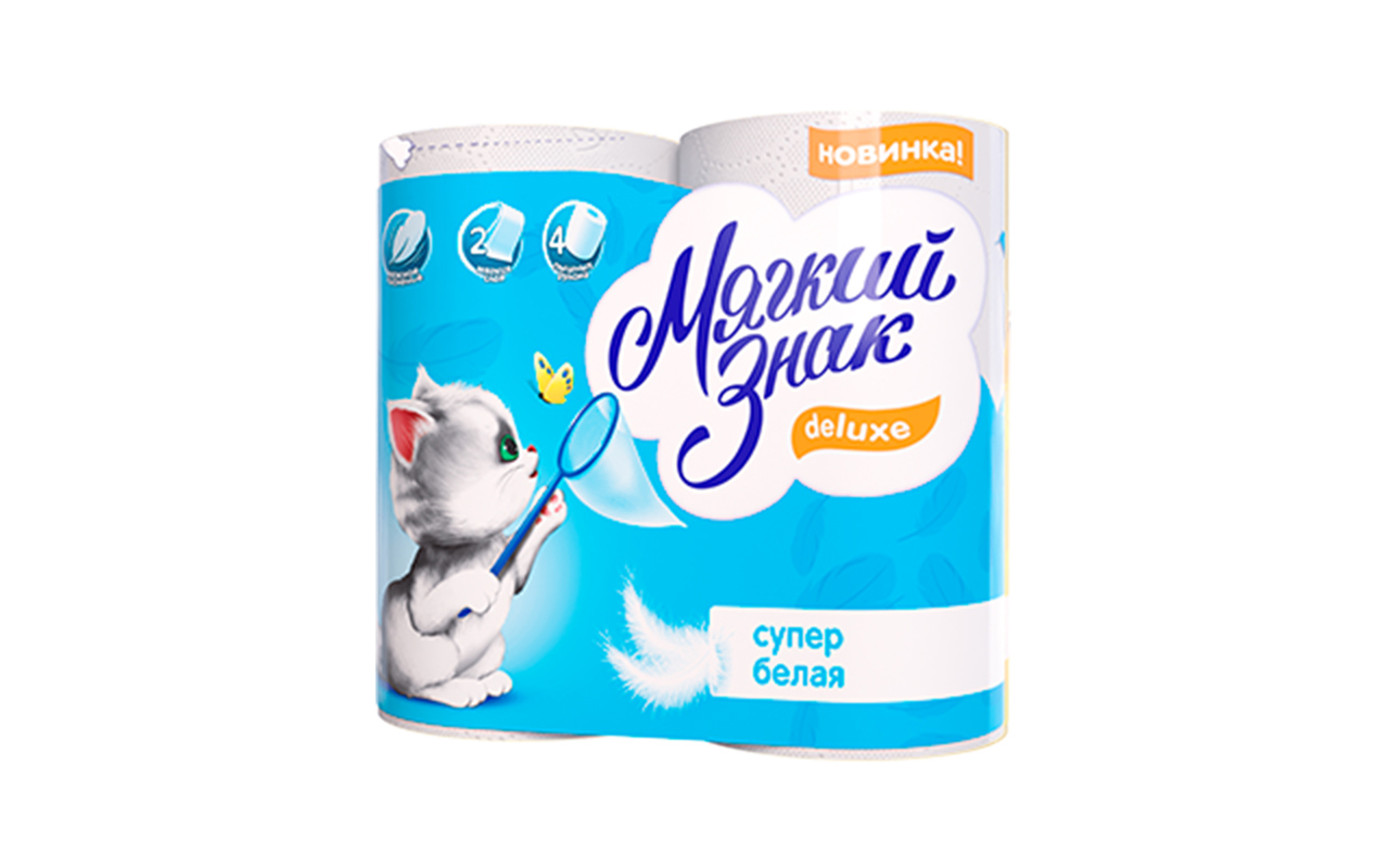 Изображение товара Туалетная бумага Мягкий знак Делюкс 2747 2х-сл. 4шт.