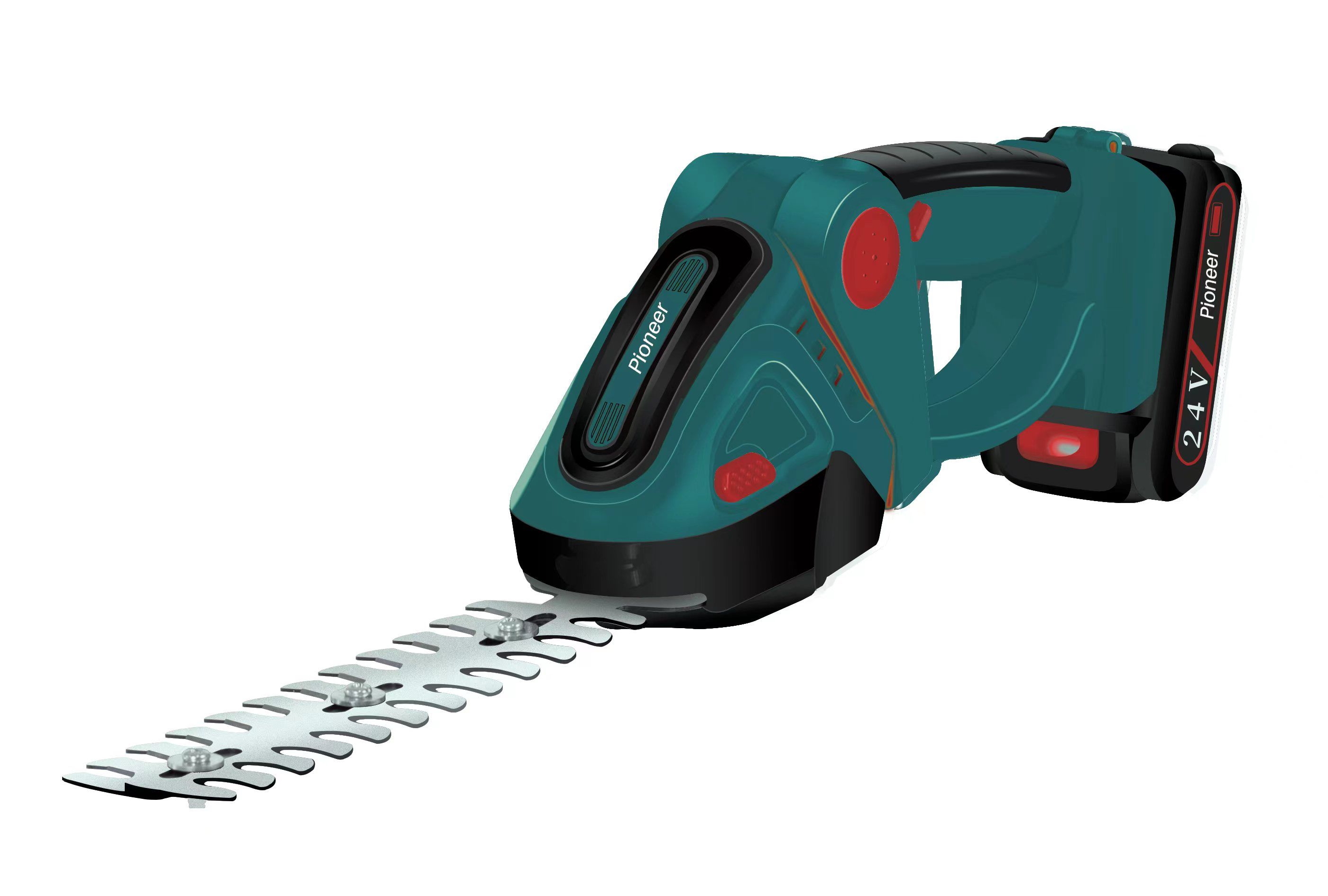 Изображение товара Кусторез аккумуляторный Pioneer BHT-20V20-01 20 В с двумя насадками для травы и кустов