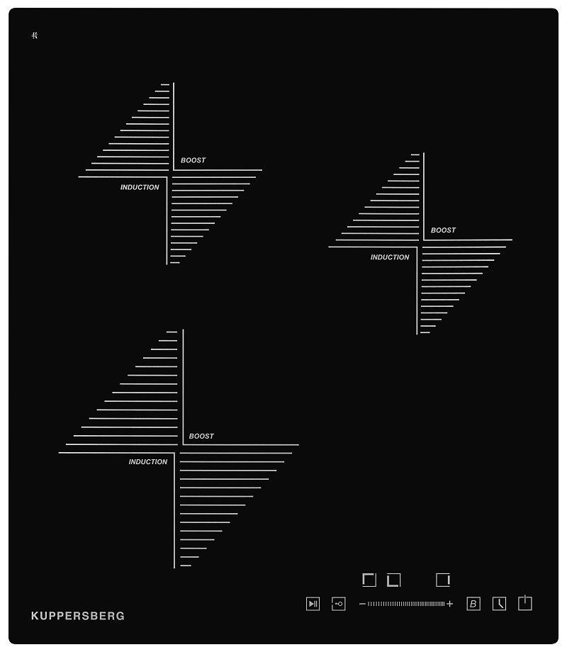 Изображение товара Индукционная варочная панель Kuppersberg ICS 402 3 конфорки черная 45 см