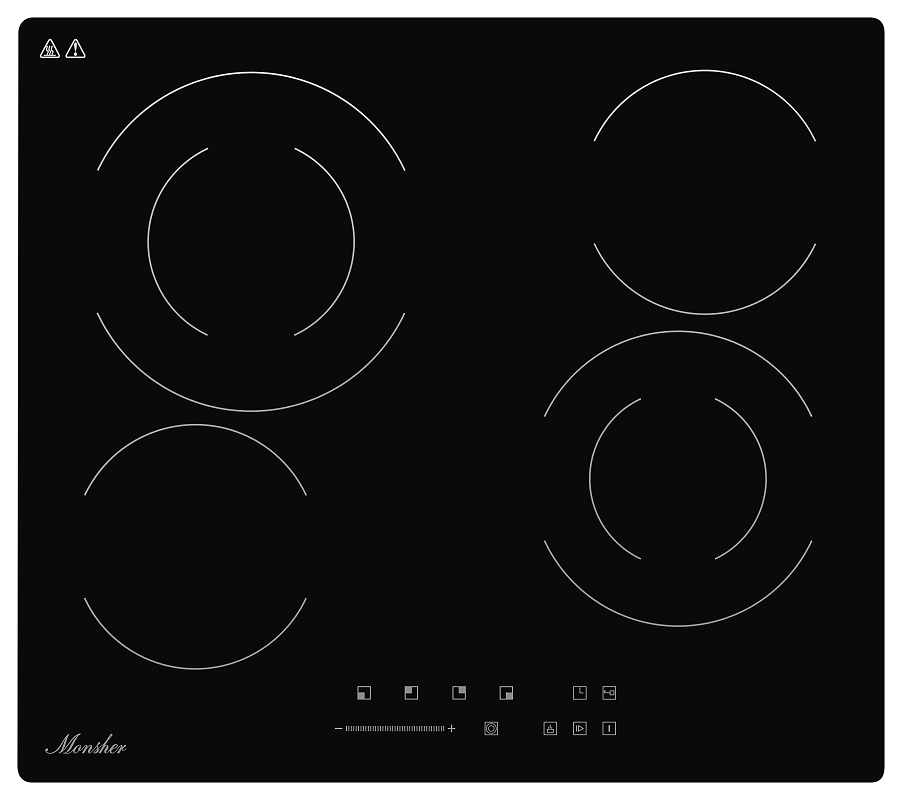 Изображение товара Электрическая варочная панель Monsher MHE 6022 4 конфорки черный стеклокераміка