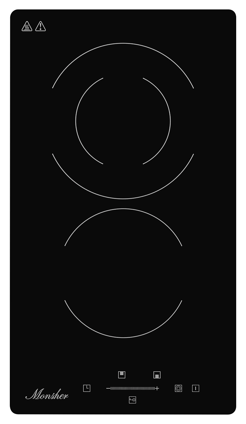 Изображение товара Электрическая варочная панель Monsher MHE 3002 двухконфорочная 29 см черный