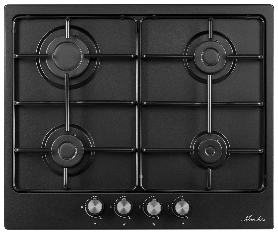 Изображение товара Газовая варочная панель Monsher MSG 66 Noir 4 конфорки черный цвет