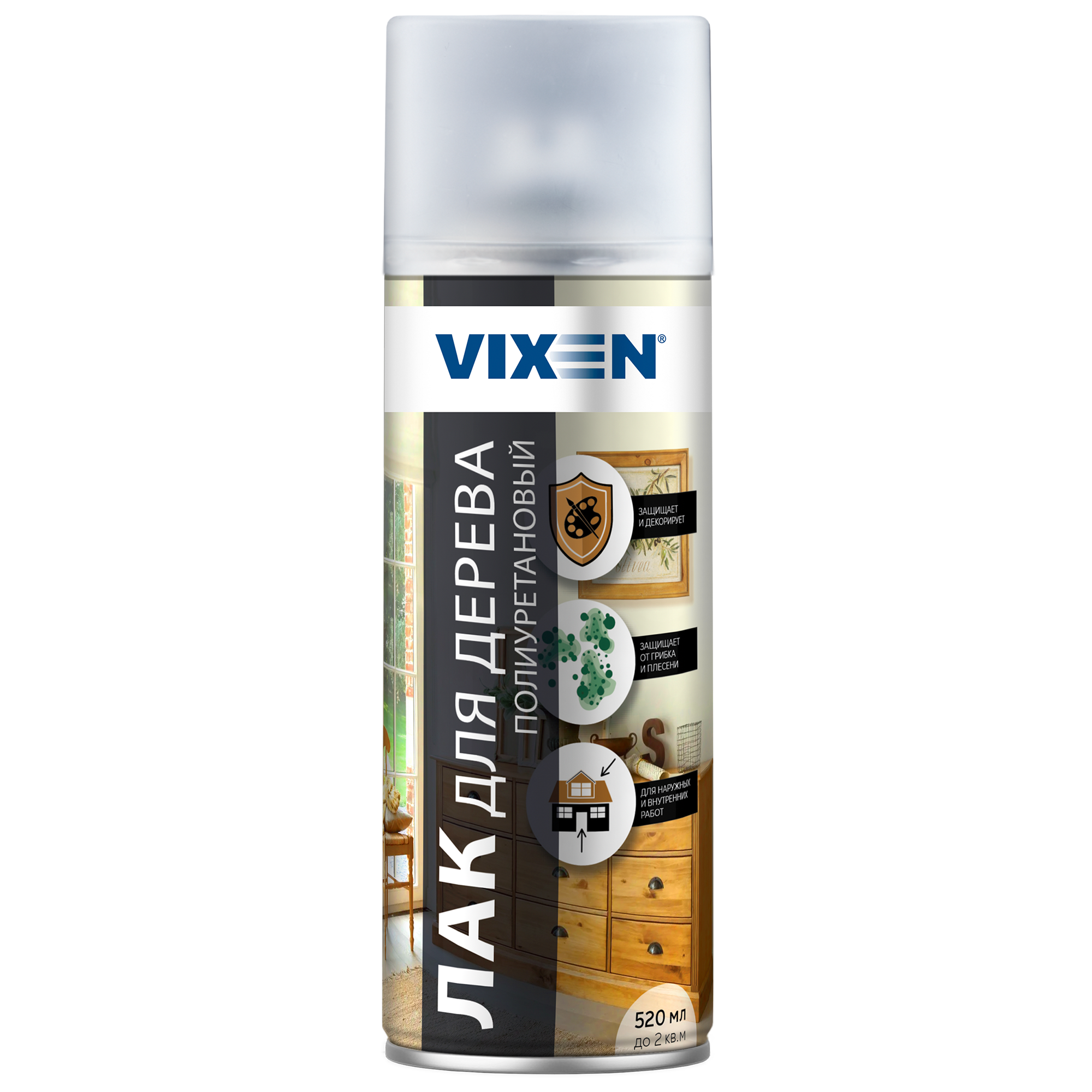 Изображение товара Лак аэрозольный Vixen для дерева прозрачный 500 мл