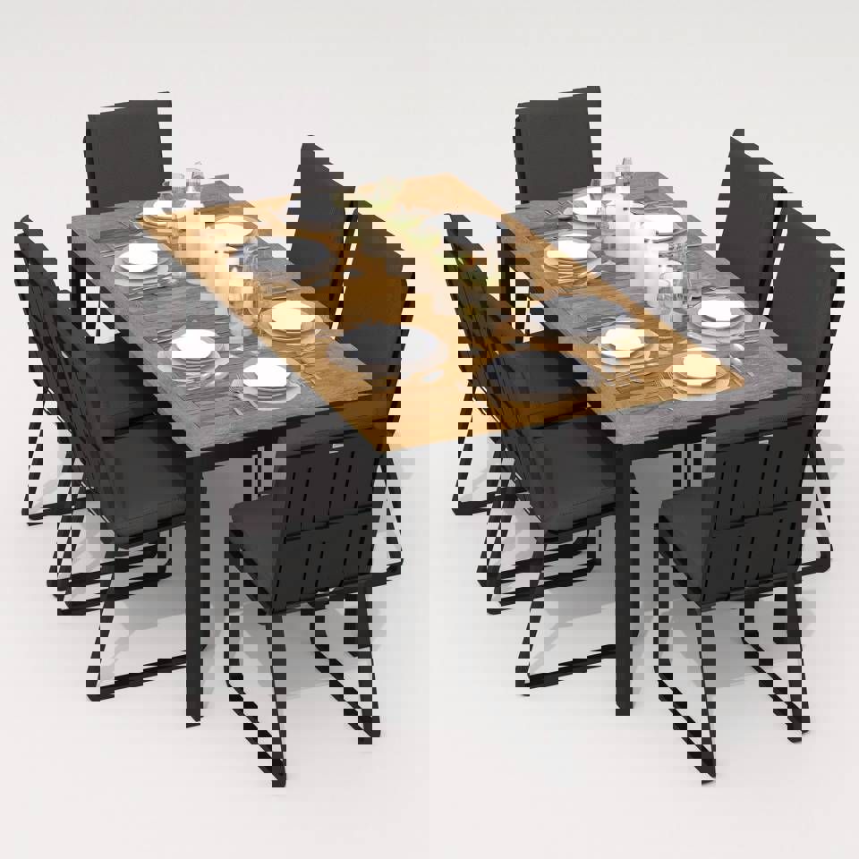 Изображение товара Садовая мебель для отдыха Ideal Patio TELLA GIRA 180 grey алюминий и тика 6 мест