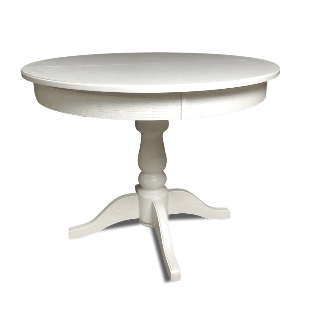 Изображение товара Круглый раздвижной кухонный стол Анкона 3Т из МДФ и бука Белый 100-140 см