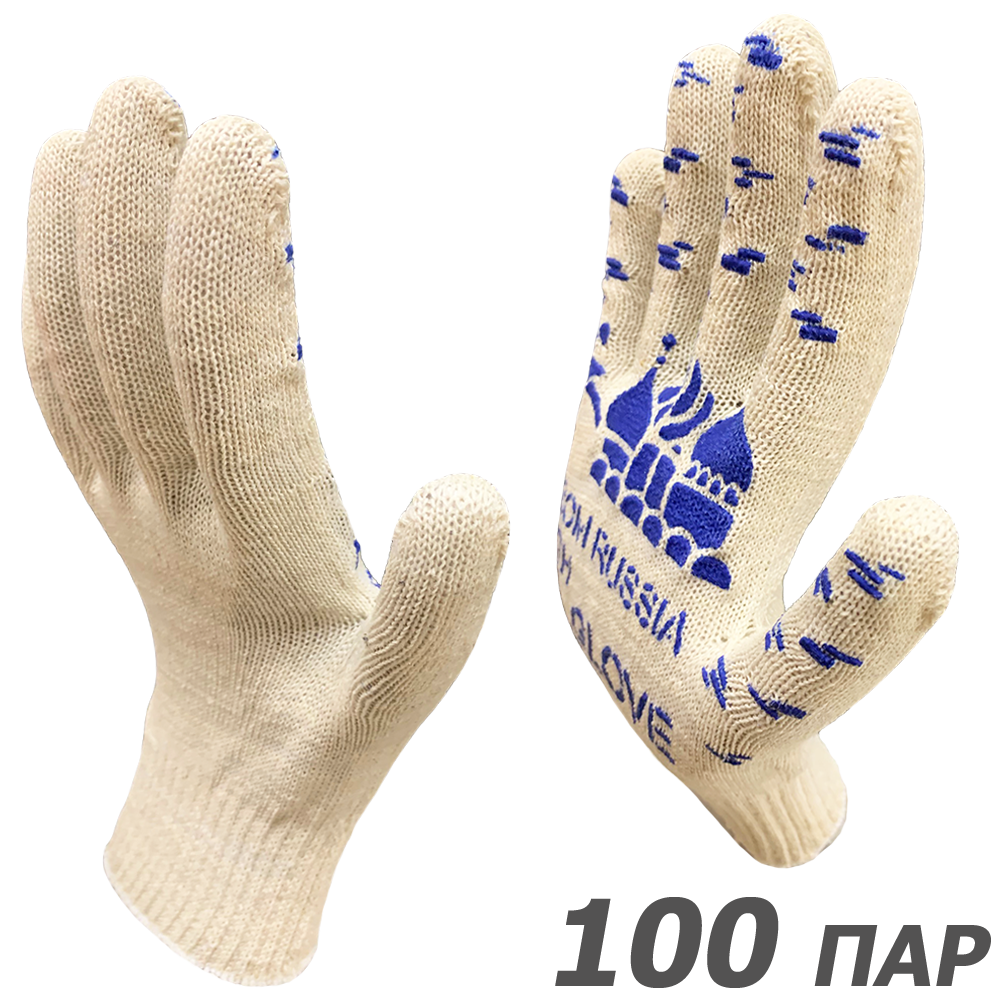 Изображение товара Перчатки хлопковые Master-Pro From Russia With Glove 2310-FRWG-100-PVC, размер 9 L, 100 шт