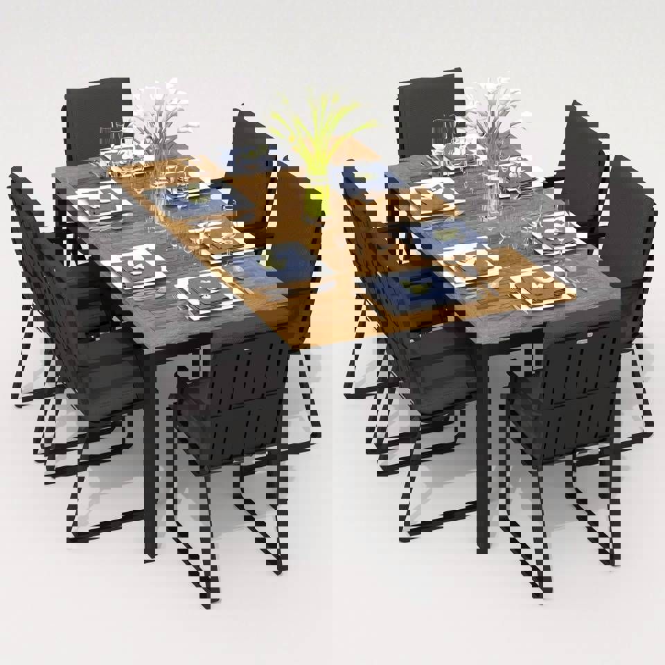 Изображение товара Обеденная группа TELLA ALBA 180 dark из алюминия с подушками