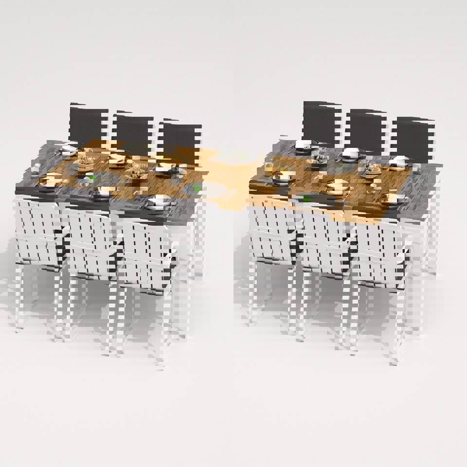 Изображение товара Садовая мебель для отдыха Ideal patio Outdoor style Tella Alba 220 grey алюМиний белый:стол, 6 стульев