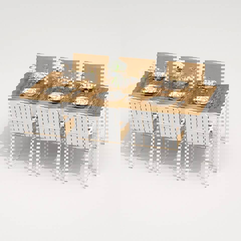 Изображение товара Садовая мебель для отдыха Ideal patio Outdoor style Tella Alba 220 beige алюМиний белый:стол, 6 стульев